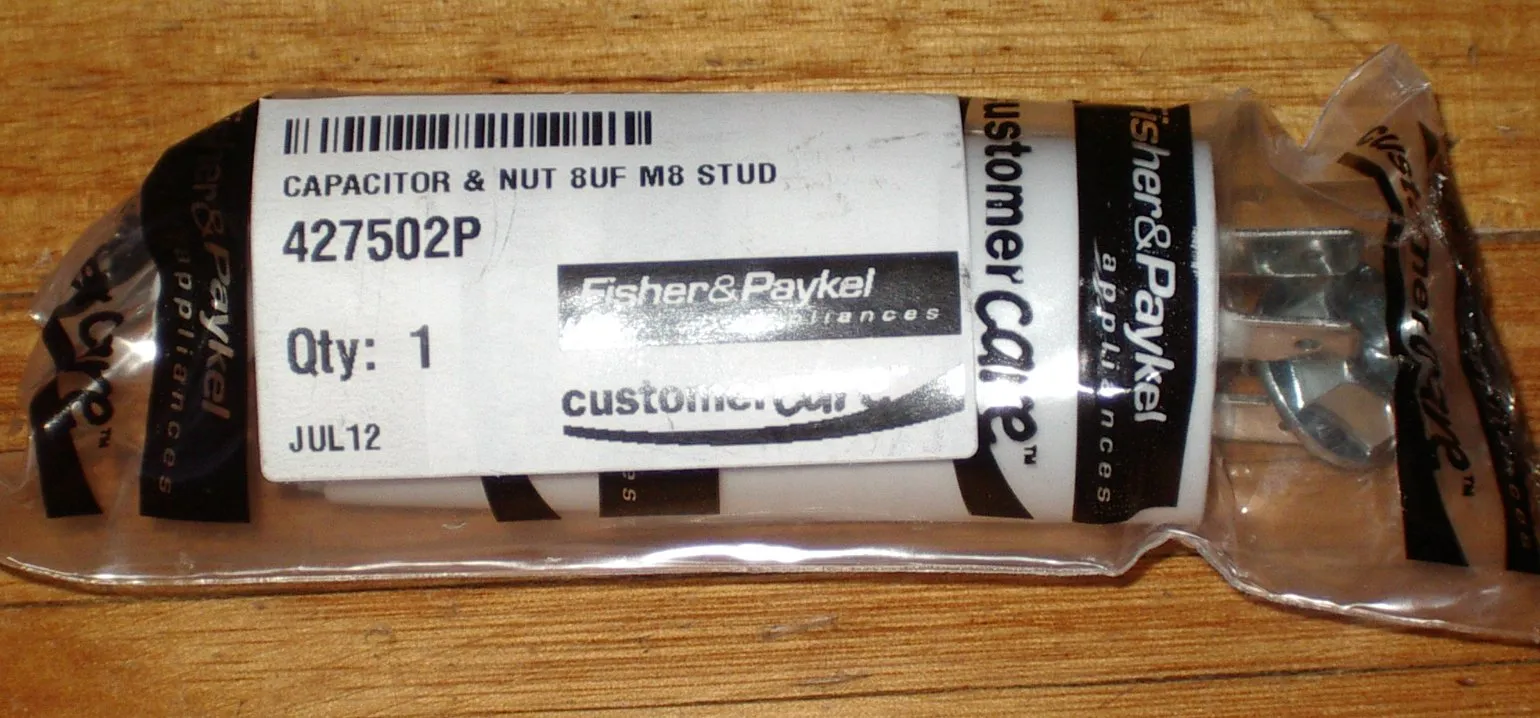 Fisher & Paykel 8uF 400Volt Motor Start Capacitor with Bolt - FP427502P, 427502P