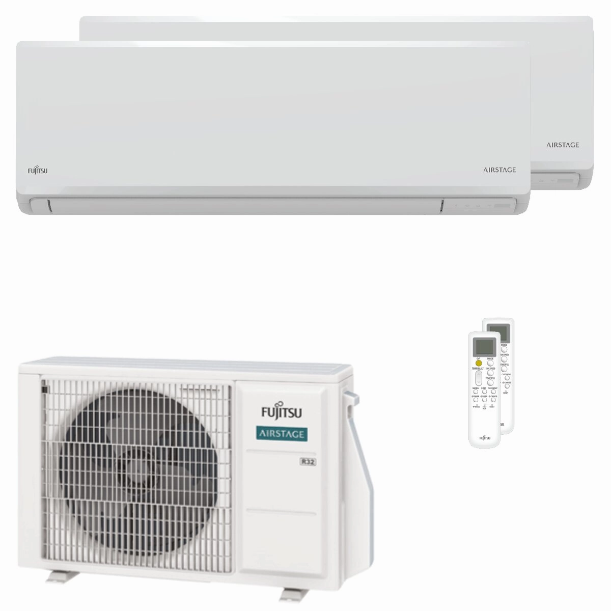 Fujitsu KN Series WiFi dual split air conditioner 7000 12000 BTU inverter A    wifi external unit 4 kW