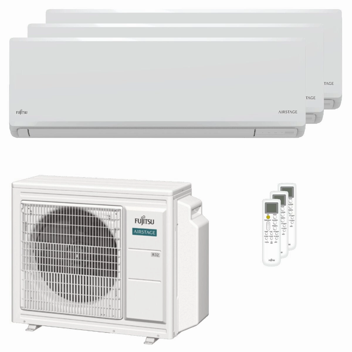 Fujitsu KN Series WiFi trial split air conditioner 7000 7000 12000 BTU inverter A    wifi external unit 5.4 kW