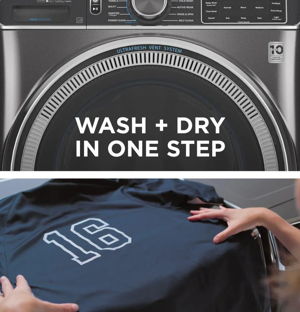 Ge Appliances GFW850SSNWW Ge 5.0 Cu. Ft. Capacity Smart Front Load Energy Star Steam Washer With Smartdispense&#8482; Ultrafresh Vent System With Odorblock&#8482; And Sanitize   Allergen