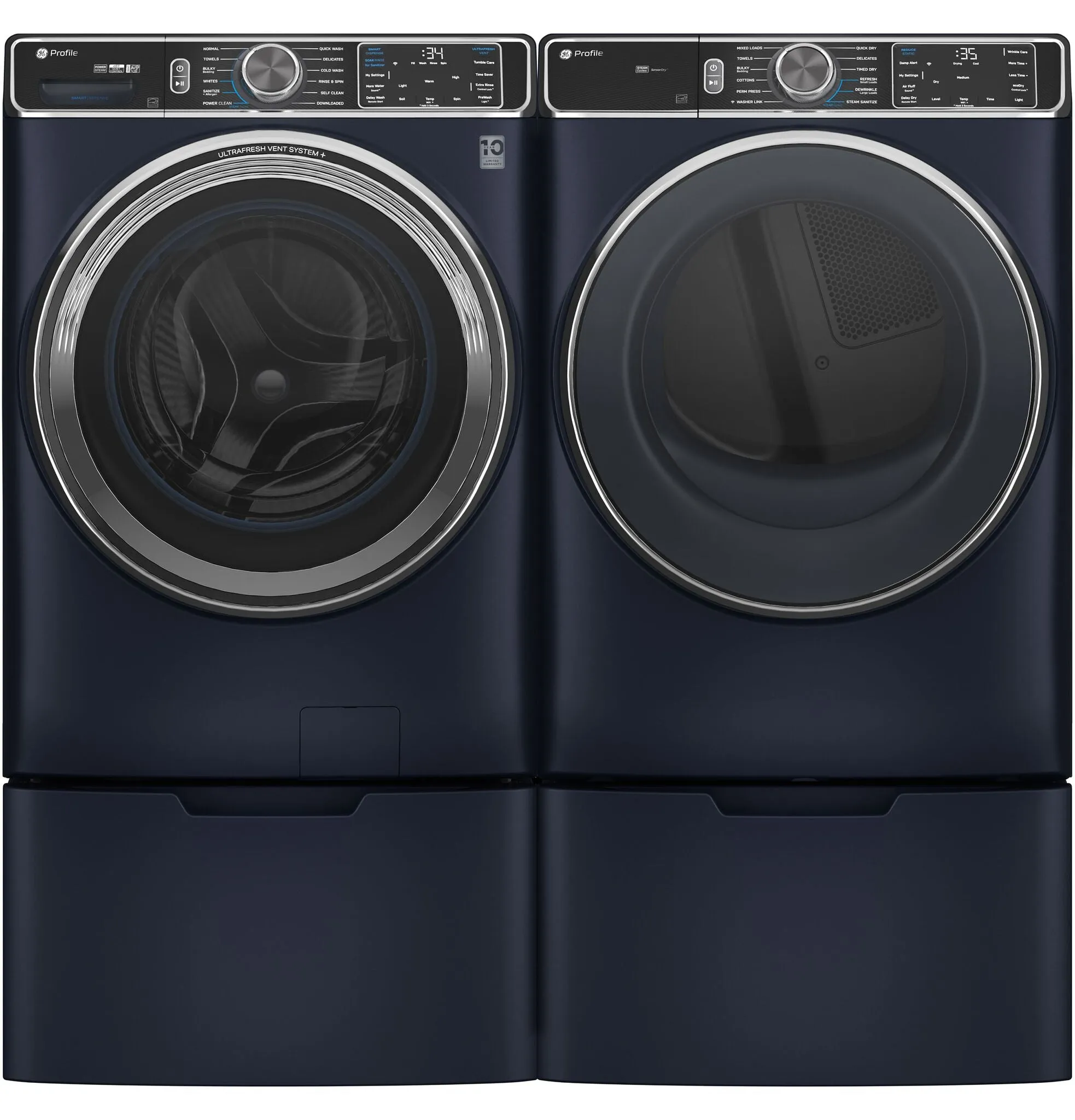 GE Profile Blue Sapphire Smart Steam Front Load Electric Dryer with Sanitize Cycle ( 7.8 cu. ft.) - PFD87ESPVRS