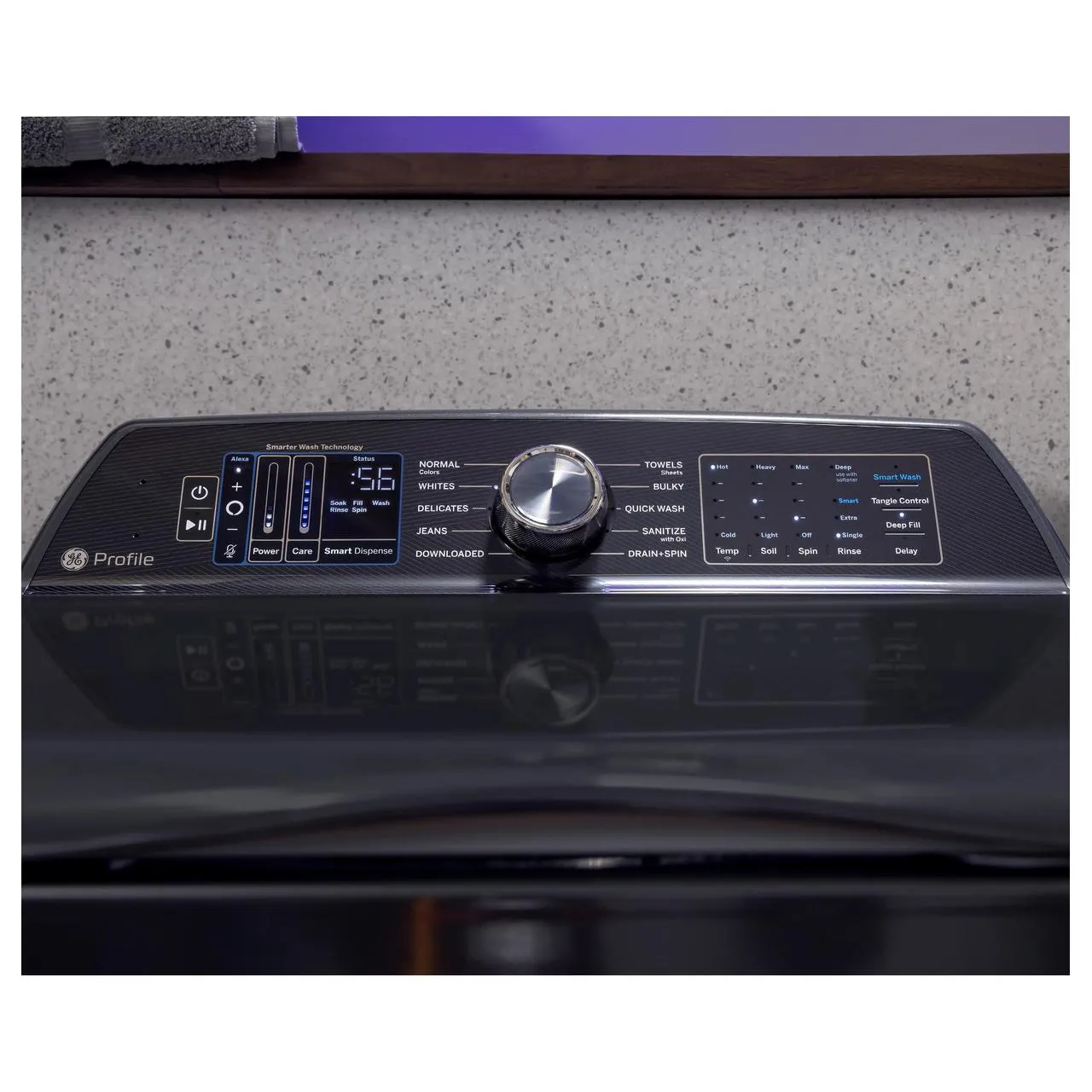 GE Profile Washer with Smarter Wash Technology and Adaptive SmartDispense PTW800BPWRS