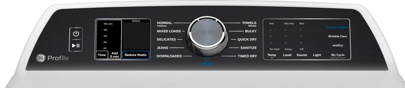 GE Profile White Electric Dryer with Sanitize Cycle(7.4 Cu. Ft) - PTD70EBMTWS