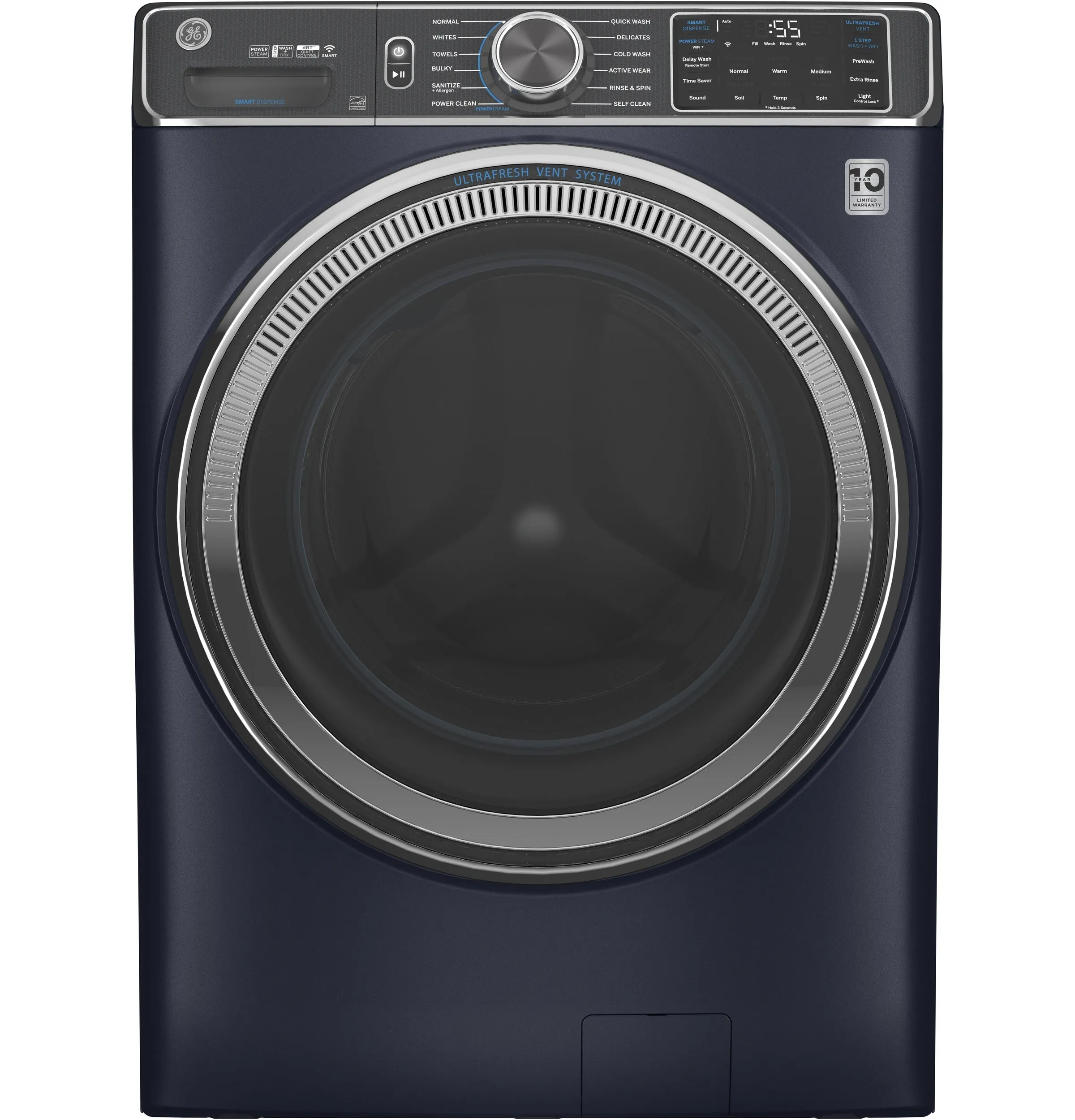 GE Sapphire Blue Front Load Washer with SmartDispense and UltraFresh Vent System with OdorBlock (5.8 Cu. Ft.) - GFW850SPNRS