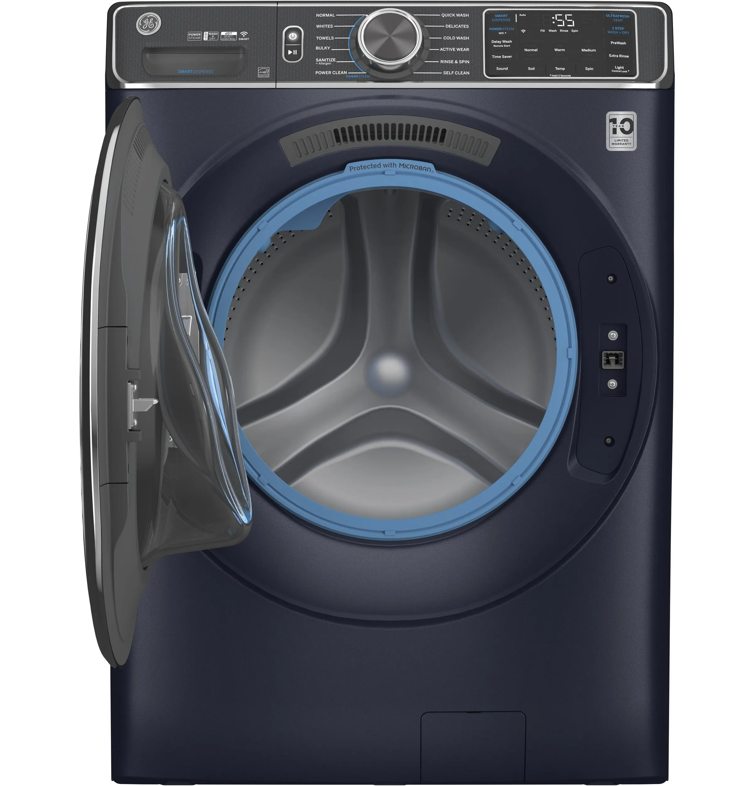 GE Sapphire Blue Front Load Washer with SmartDispense and UltraFresh Vent System with OdorBlock (5.8 Cu. Ft.) - GFW850SPNRS