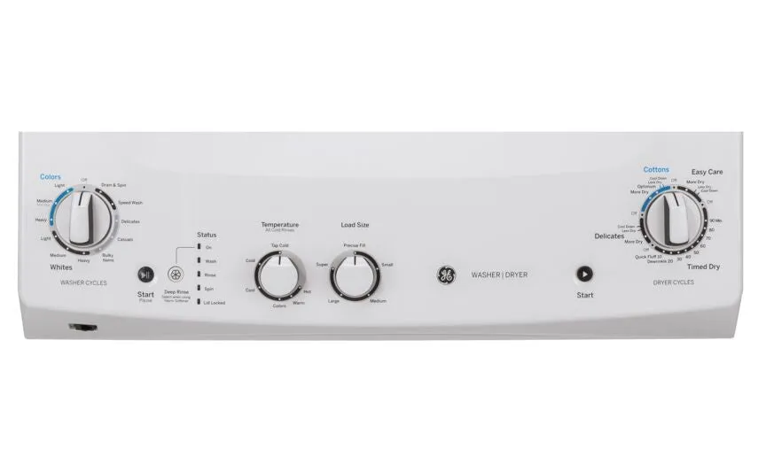 GE White Unitized Spacemaker Washer (4.4 Cu.Ft.) and White Gas Dryer (5.9 Cu.Ft.) - GUD27GSSMWW