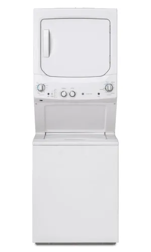 GE White Unitized Spacemaker Washer (4.4 Cu.Ft.) and White Gas Dryer (5.9 Cu.Ft.) - GUD27GSSMWW