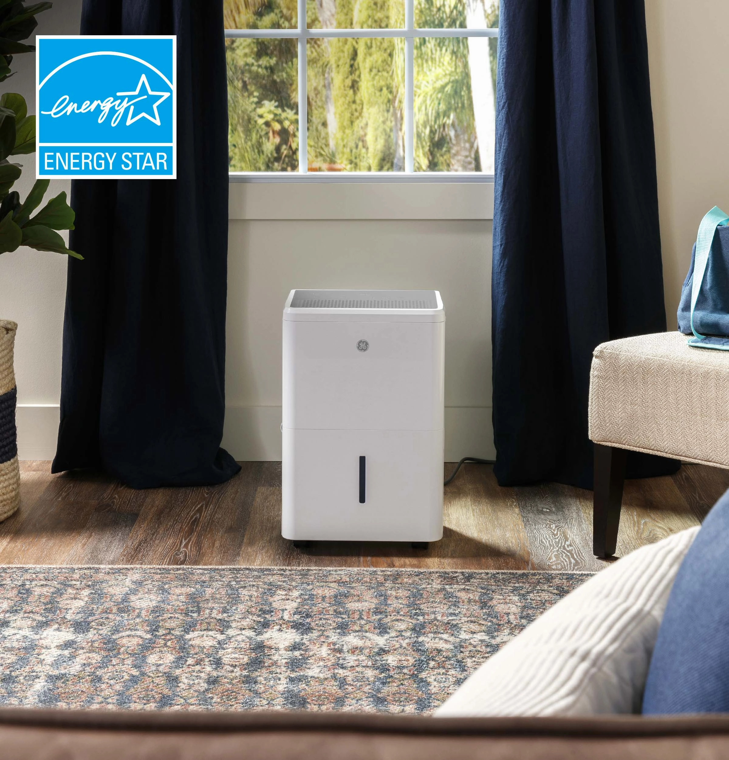 Ge Appliances ADYR35LC Ge Energy Star 35 Pint Portable Dehumidifier With Smart Dry For Very Damp Spaces