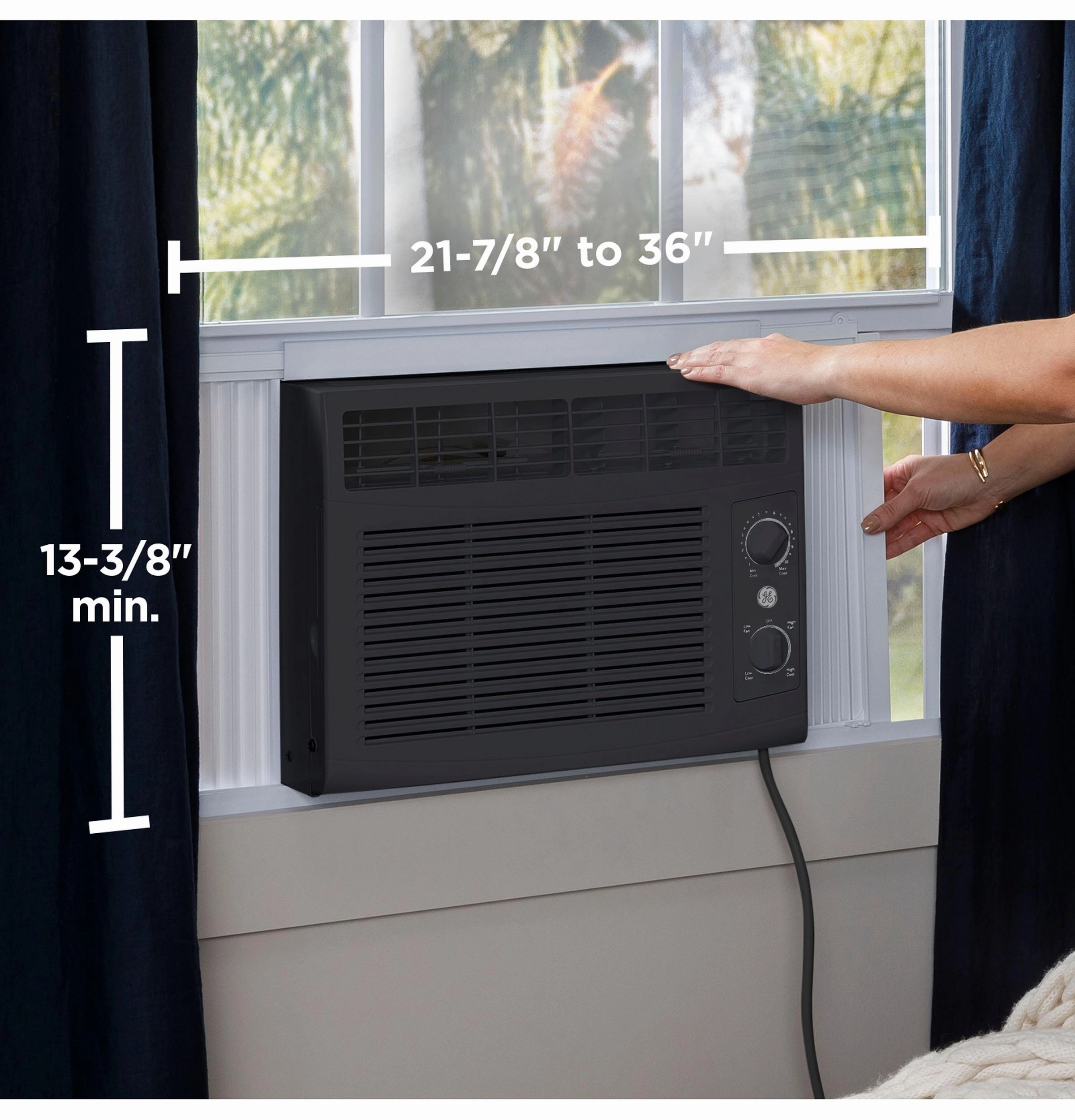 Ge Appliances AHED05AC Ge 5,000 Btu Mechanical Window Air Conditioner For Small Rooms Up To 150 Sq Ft., Black