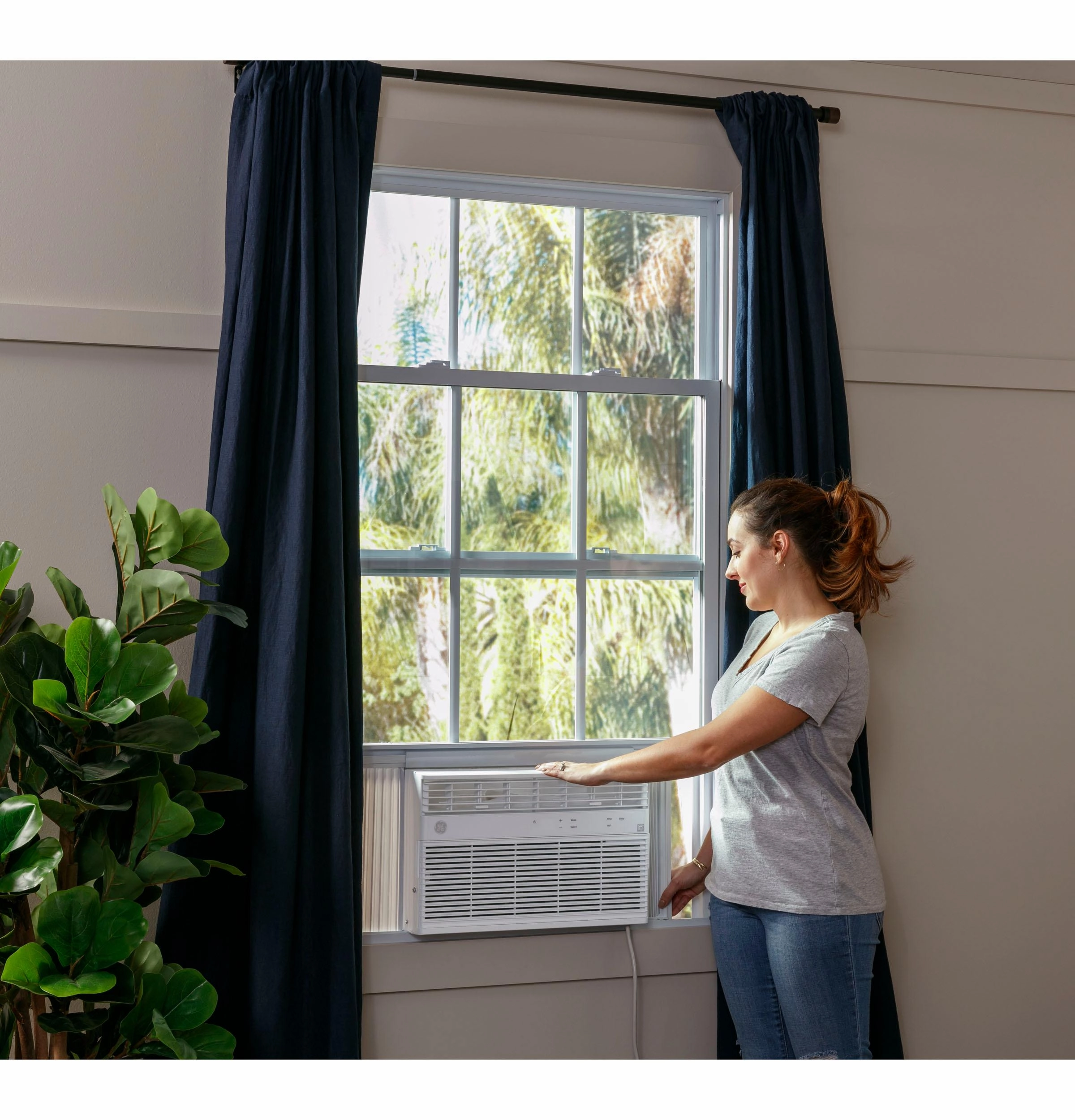 Ge Appliances AHEK08AC Ge Energy Star 8,000 Btu Smart Electronic Window Air Conditioner For Medium Rooms Up To 350 Sq. Ft.