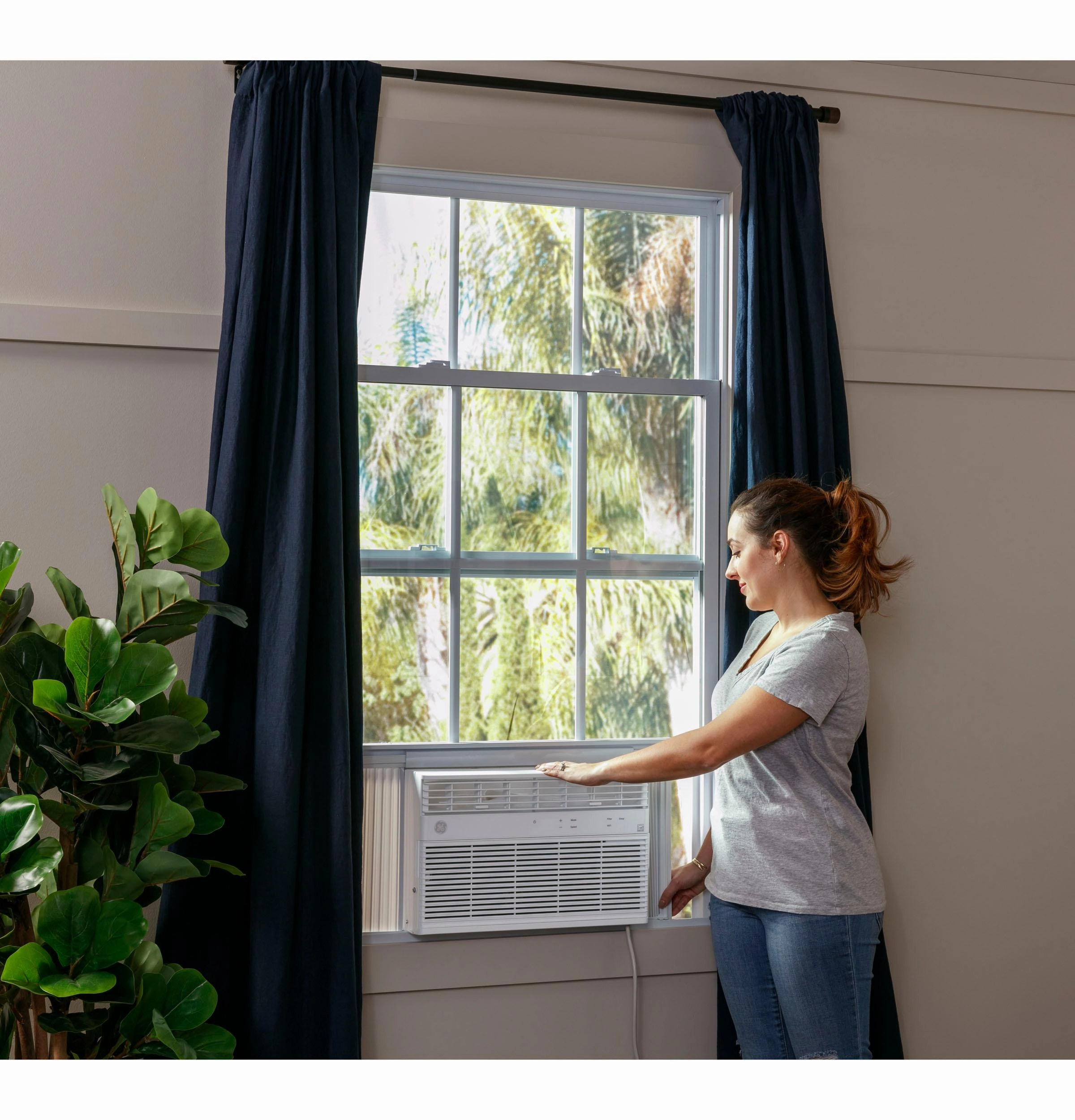 Ge Appliances AHEK14AC Ge Energy Star 14,000 Btu Smart Electronic Window Air Conditioner For Large Rooms Up To 700 Sq. Ft.