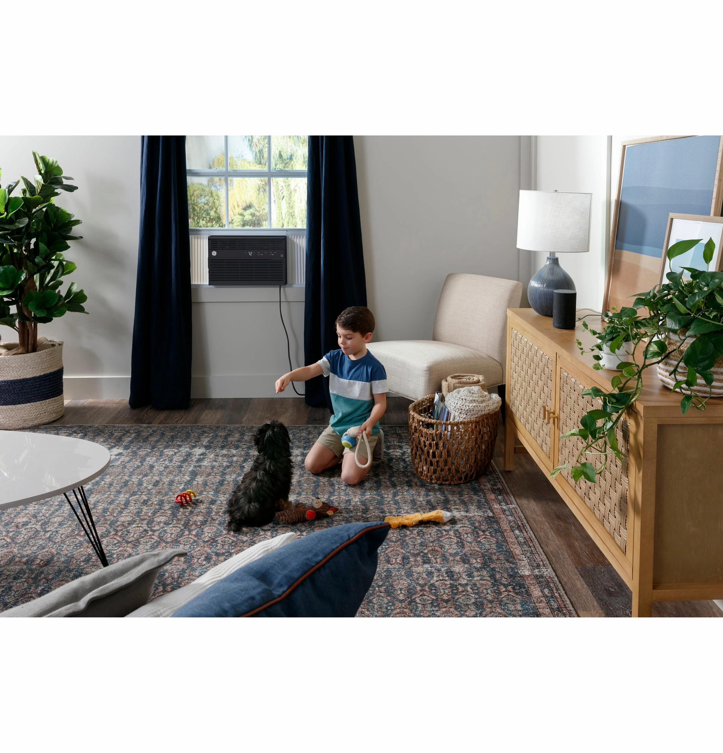 Ge Appliances AHEU08BC Ge Energy Star 8,000 Btu Smart Electronic Window Air Conditioner For Medium Rooms Up To 350 Sq. Ft., Black