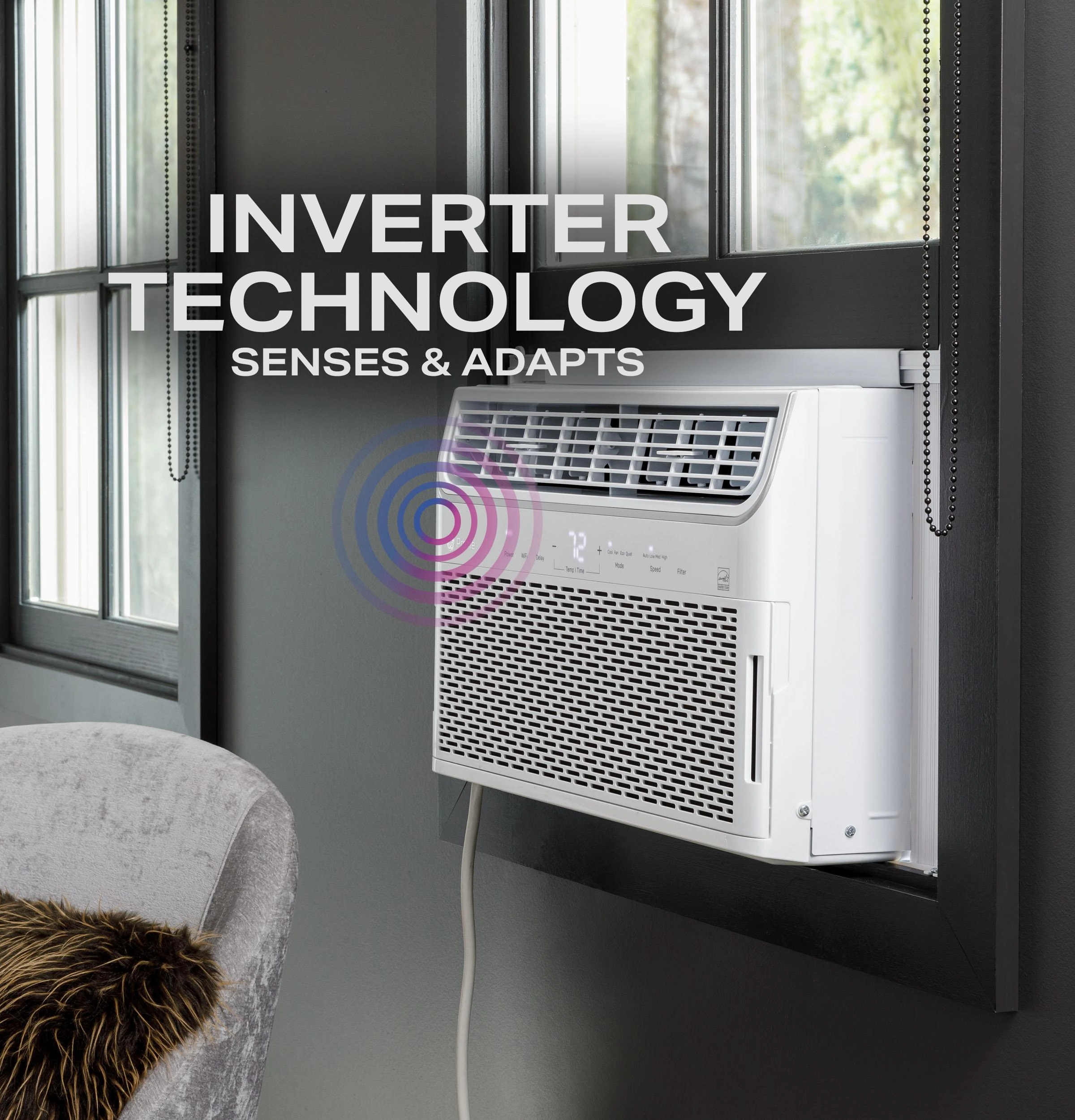 Ge Appliances AHTR10AC Ge Profile&#8482; Energy Star 10,000 Btu Inverter Smart Ultra Quiet Window Air Conditioner For Medium Rooms Up To 450 Sq. Ft.