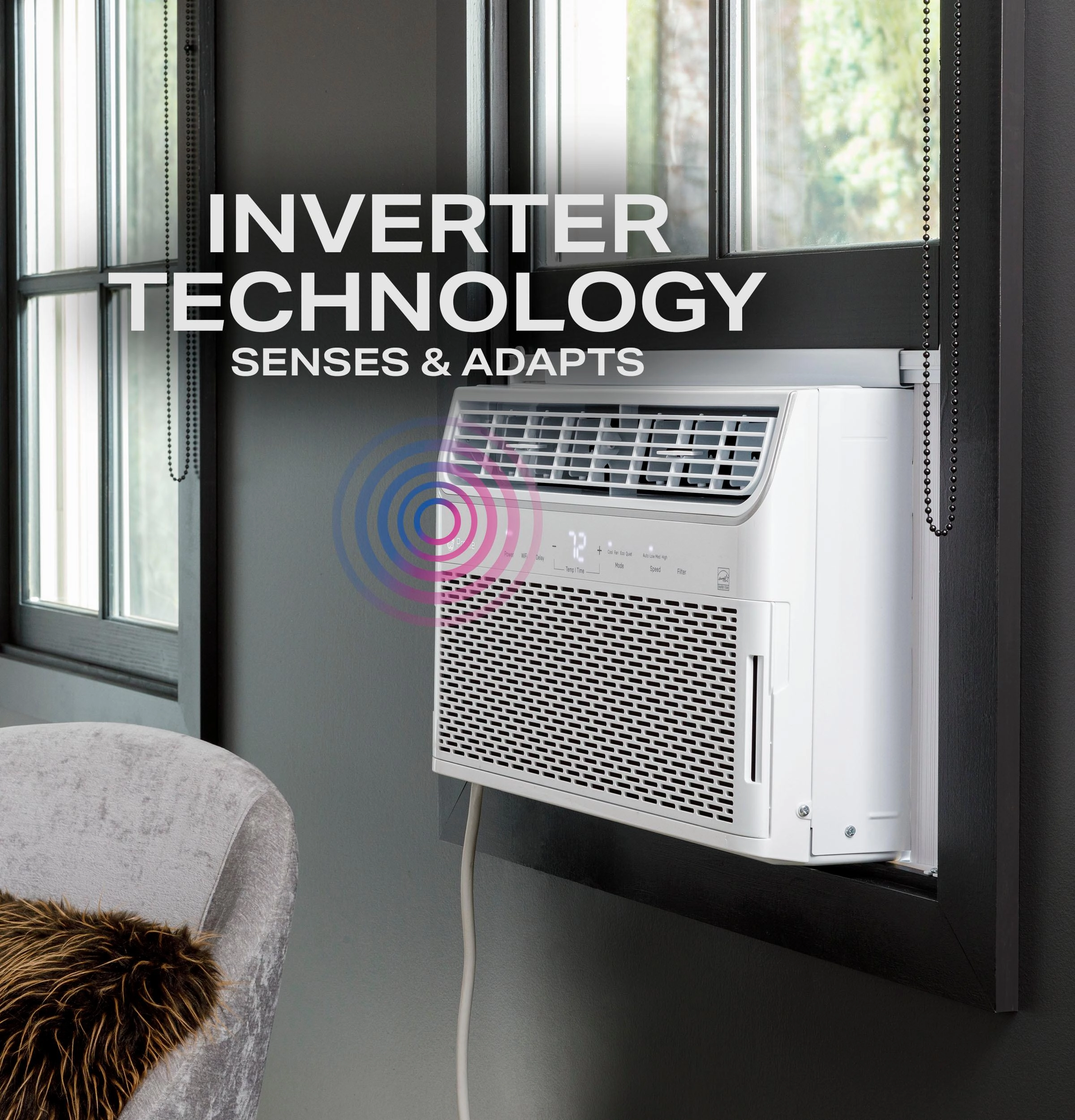 Ge Appliances AHTR14AC Ge Profile&#8482; 13,500 Btu Inverter Smart Ultra Quiet Window Air Conditioner For Large Rooms Up To 700 Sq. Ft., Energy Star
