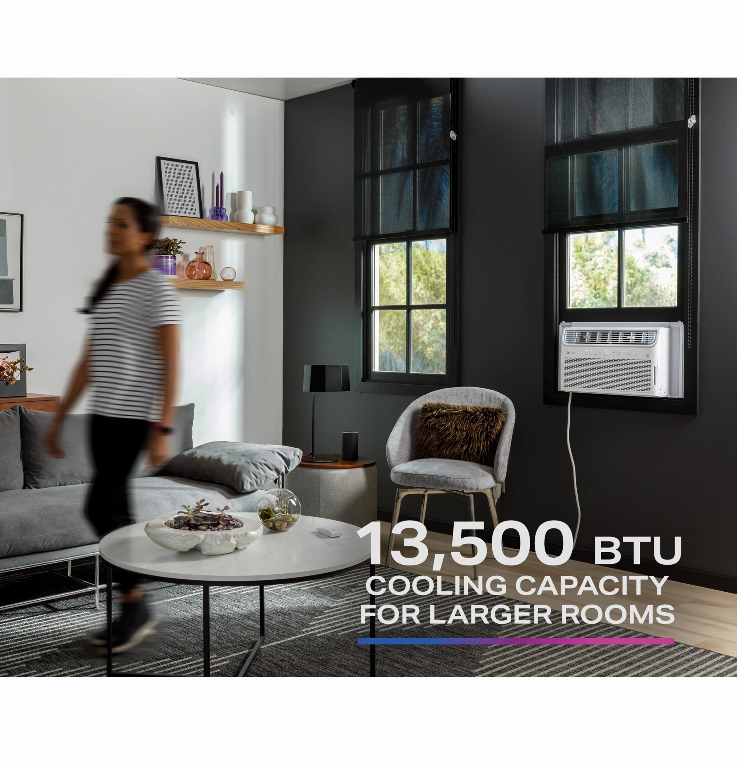 Ge Appliances AHTR14AC Ge Profile&#8482; 13,500 Btu Inverter Smart Ultra Quiet Window Air Conditioner For Large Rooms Up To 700 Sq. Ft., Energy Star