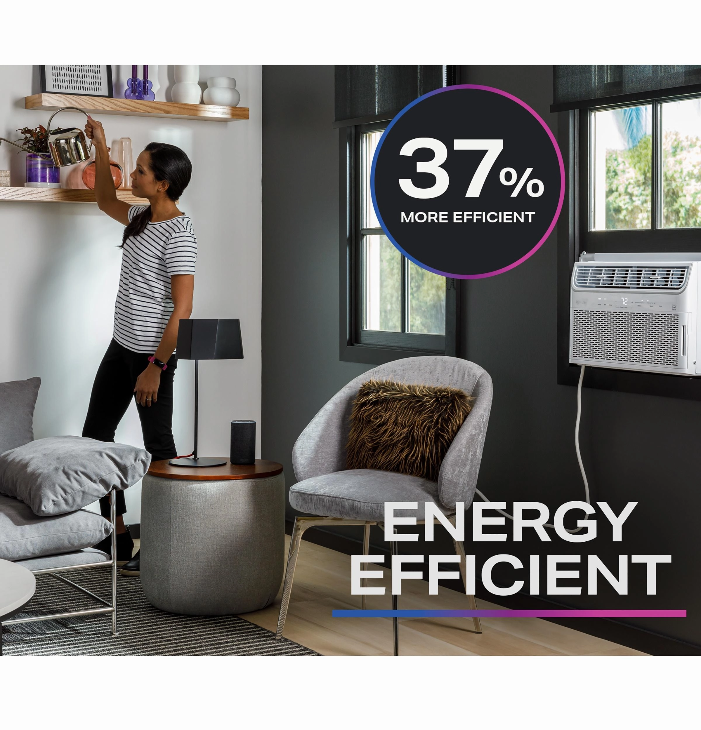 Ge Appliances AHTR14AC Ge Profile&#8482; 13,500 Btu Inverter Smart Ultra Quiet Window Air Conditioner For Large Rooms Up To 700 Sq. Ft., Energy Star