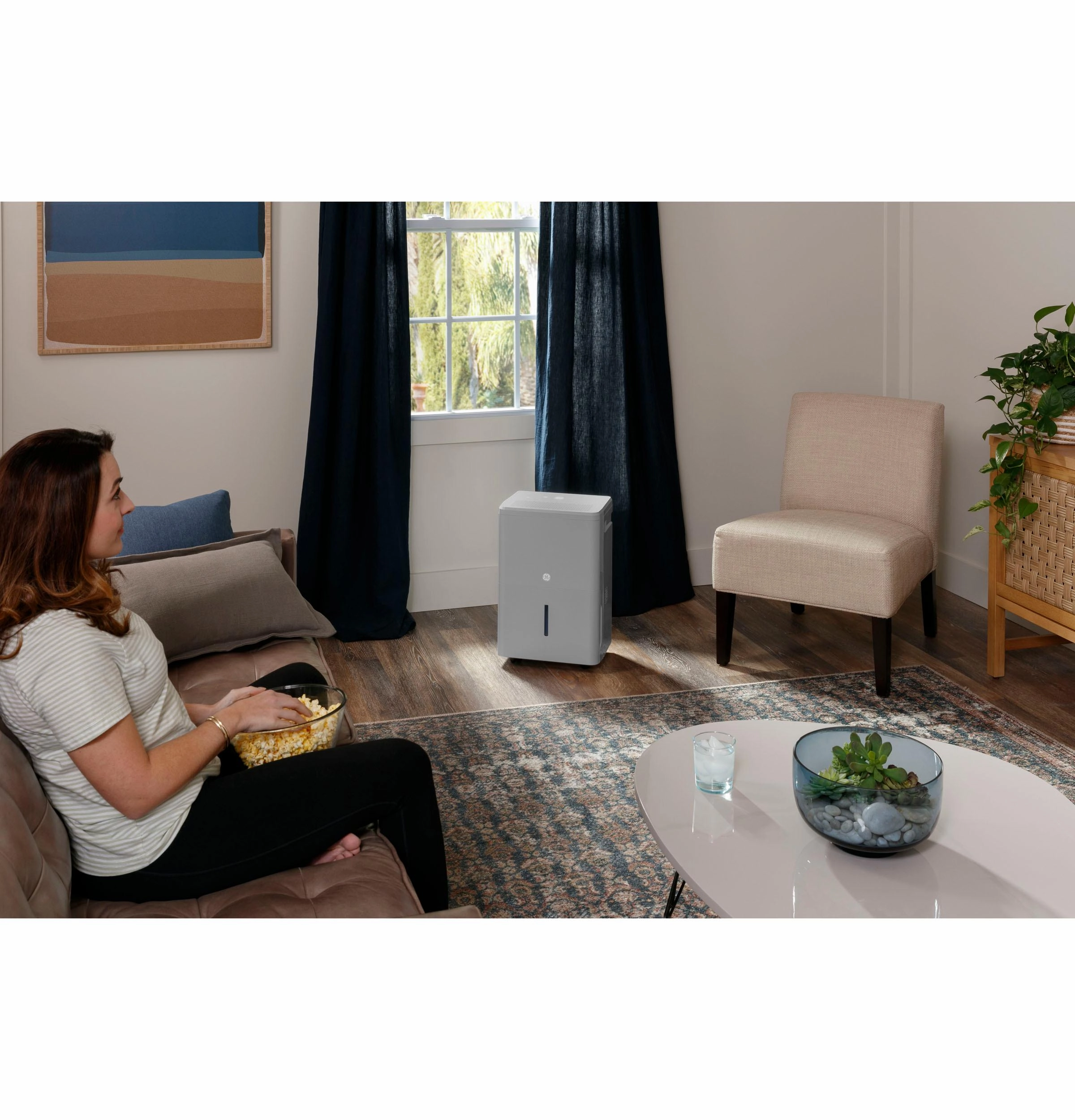 Ge Appliances APHR50LB Ge 50 Pint Energy Star Portable Dehumidifier With Built-In Pump And Smart Dry For Wet Spaces