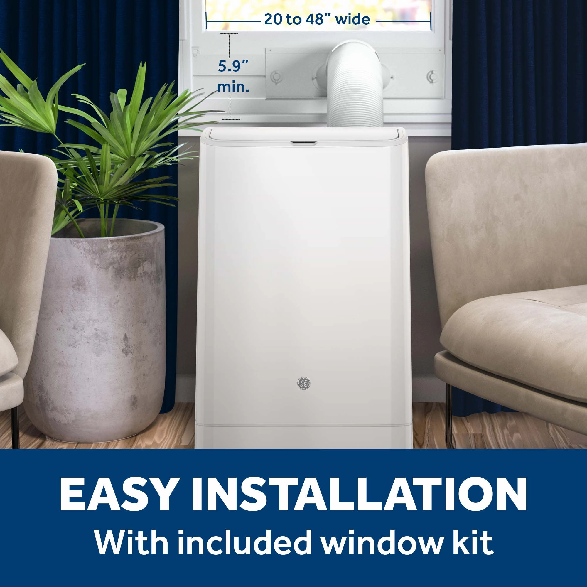Ge Appliances APLH10WWF Ge 10,000 Btu Class Smart Heat/Cool Portable Air Conditioner For Medium Rooms Up To 450 Sq Ft. (10,300 Btu Doe)