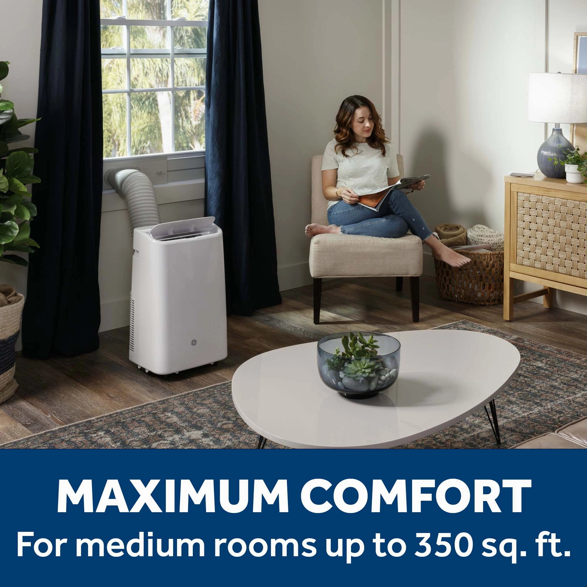 Ge Appliances APLS08WWF Ge 8,000 Btu Class Smart Portable Air Conditioner For Medium Rooms Up To 350 Sq Ft. (8,100 Btu Doe)