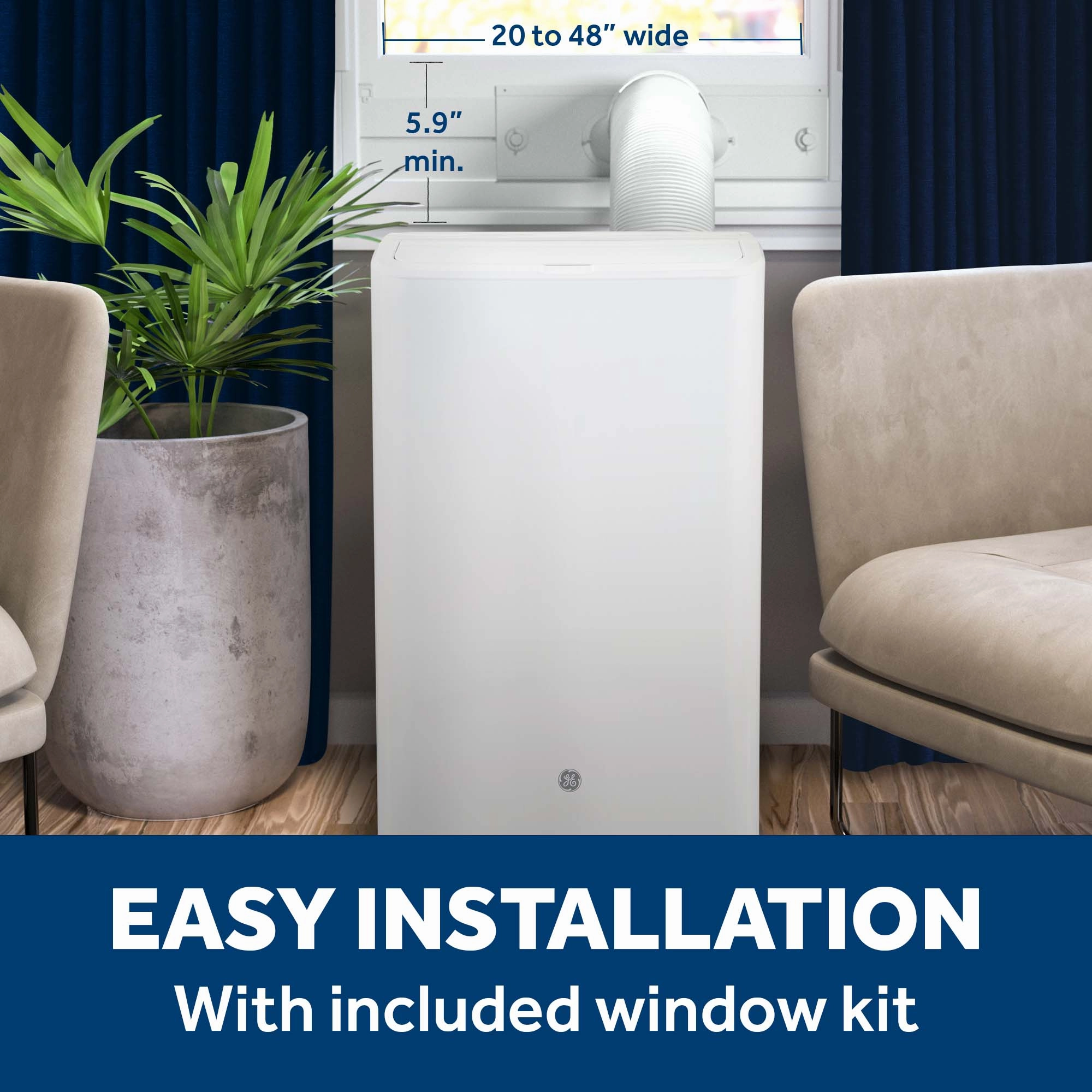 Ge Appliances APLS08WWF Ge 8,000 Btu Class Smart Portable Air Conditioner For Medium Rooms Up To 350 Sq Ft. (8,100 Btu Doe)