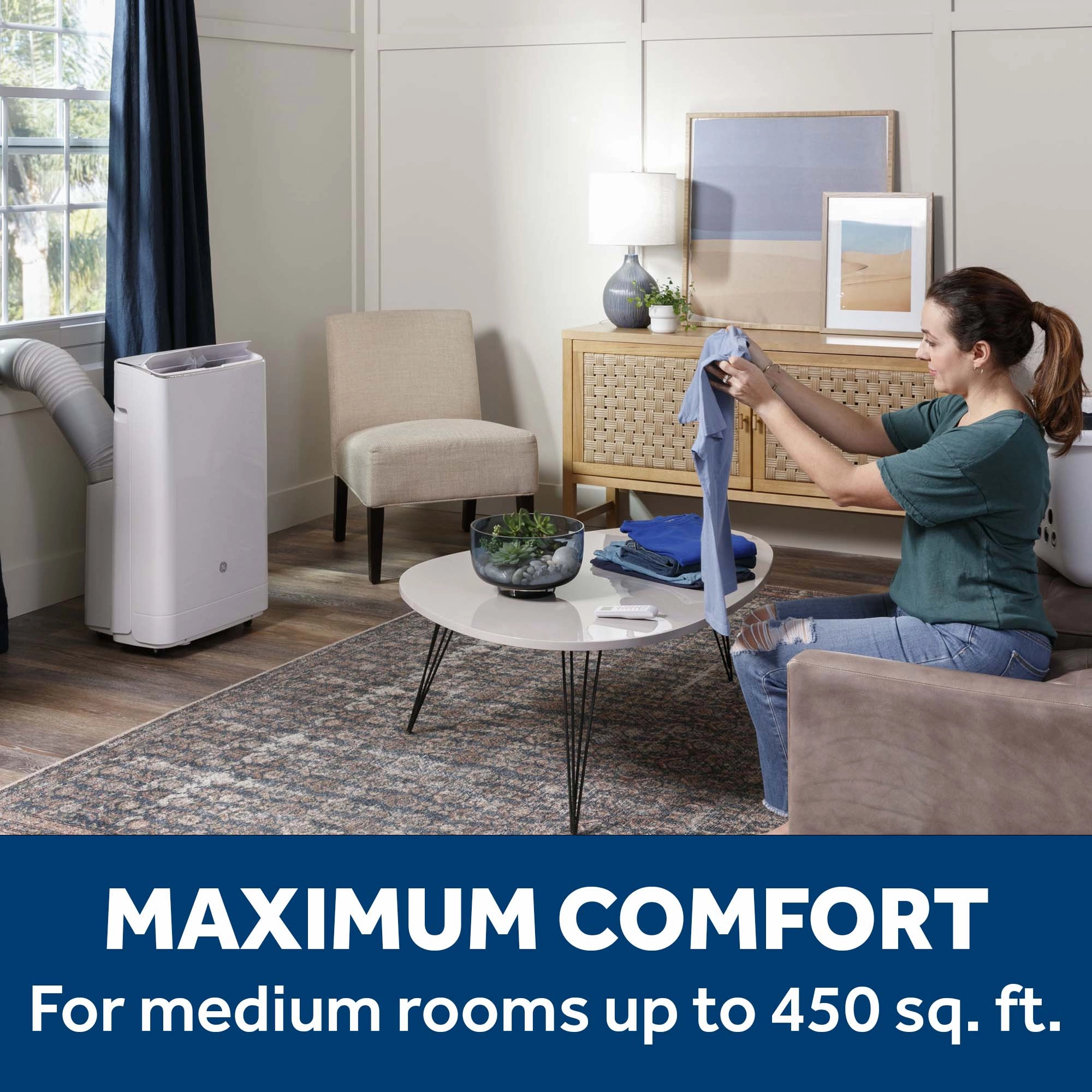 Ge Appliances APLS10WWF Ge 10,000 Btu Class Smart Portable Air Conditioner For Medium Rooms Up To 450 Sq Ft. (10,400 Btu Doe)