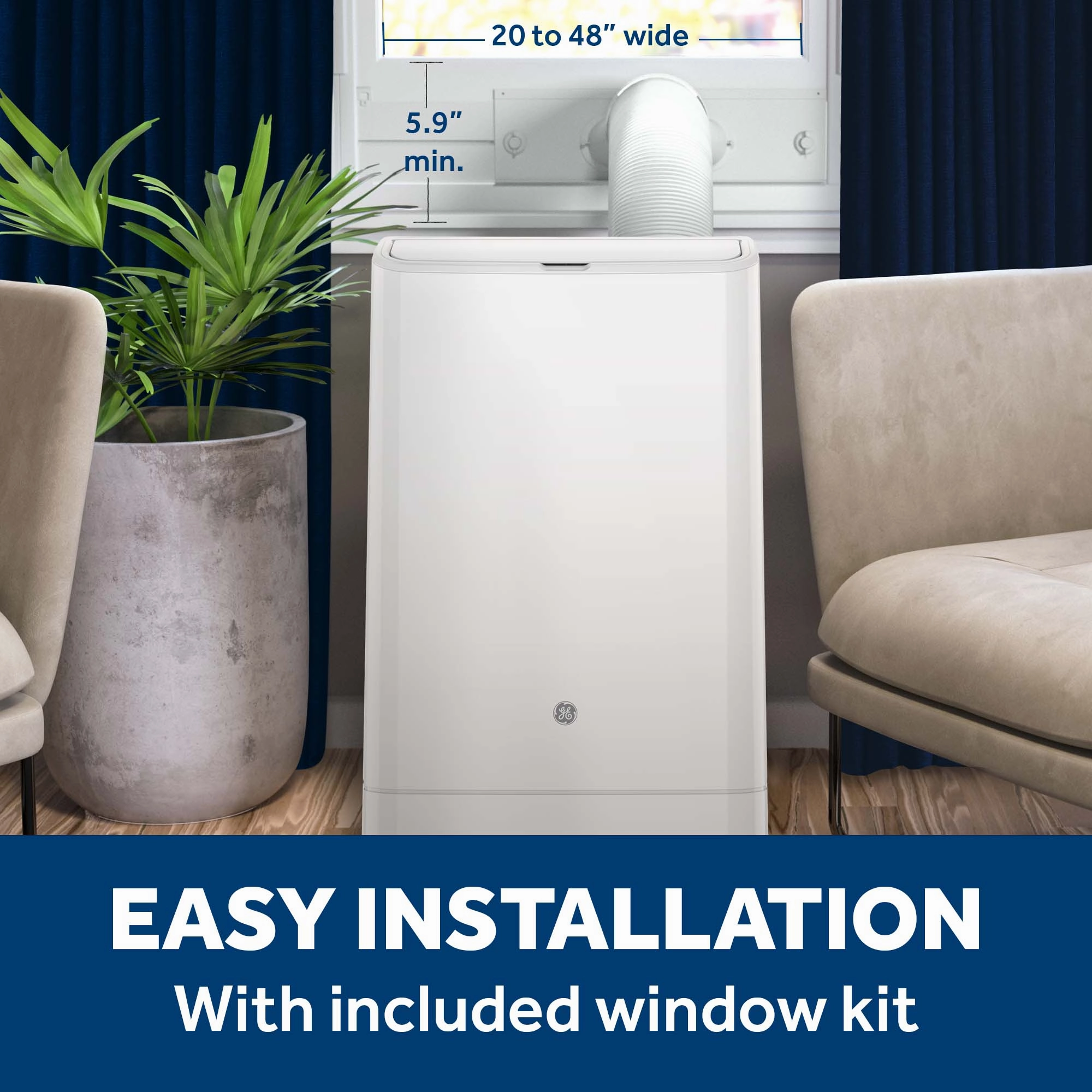 Ge Appliances APLS10WWF Ge 10,000 Btu Class Smart Portable Air Conditioner For Medium Rooms Up To 450 Sq Ft. (10,400 Btu Doe)