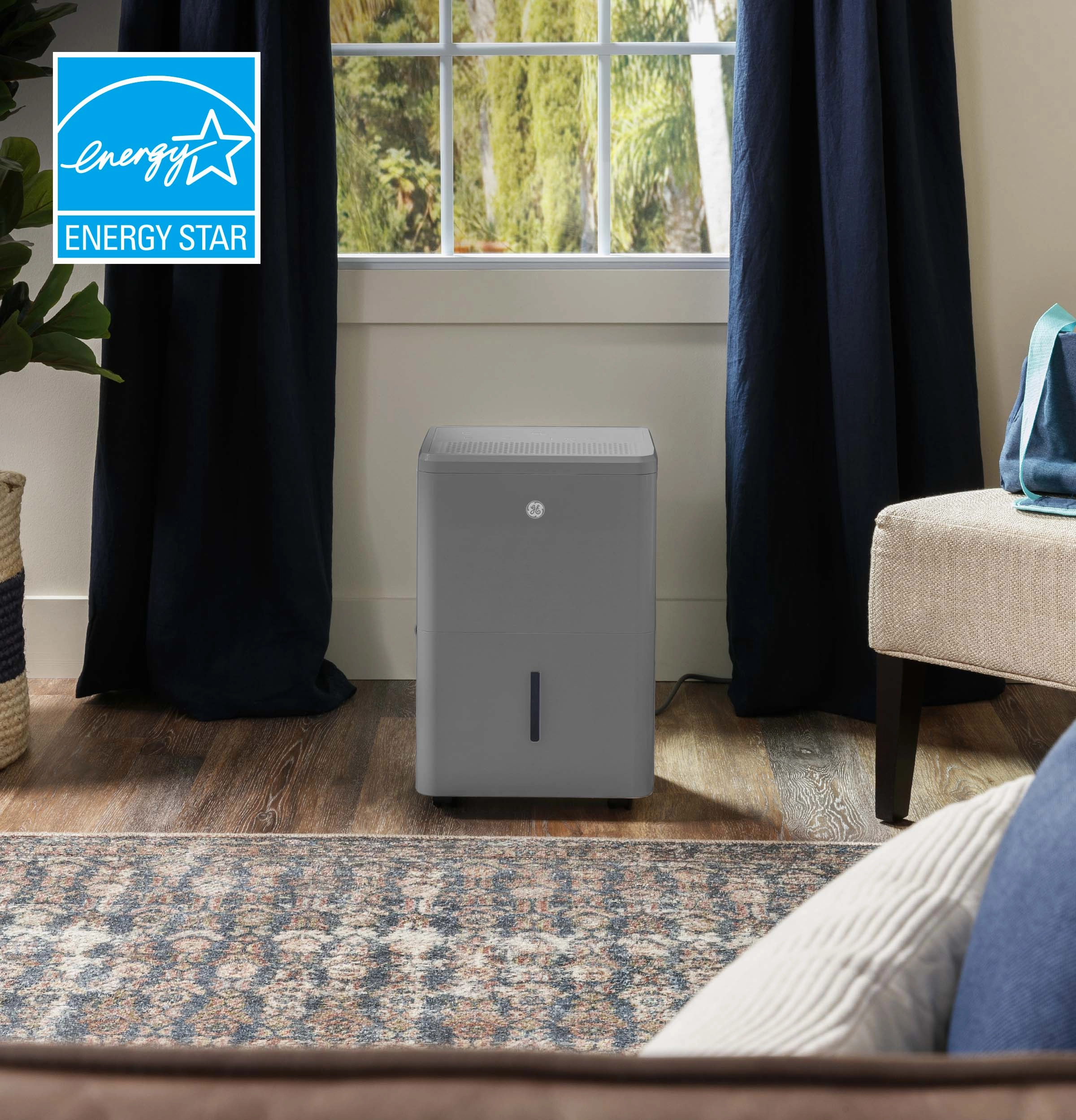 Ge Appliances APYR50LC Ge Energy Star 50 Pint Portable Dehumidifier With Built-In Pump And Smart Dry For Wet Spaces