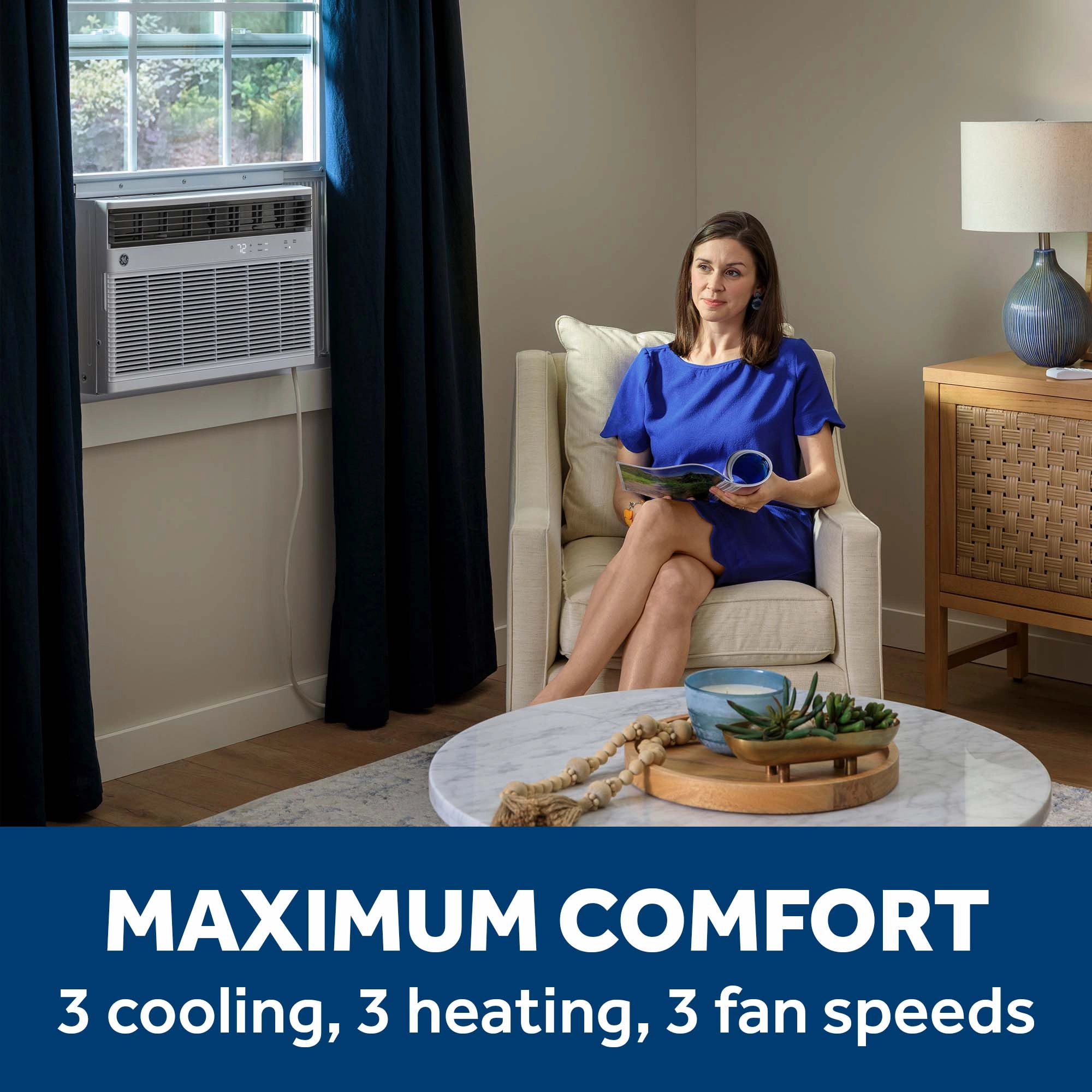Ge Appliances AWGH12WWF Ge 12,000 Btu Smart Heat/Cool Electronic Window Air Conditioner For Large Rooms Up To 550 Sq. Ft.