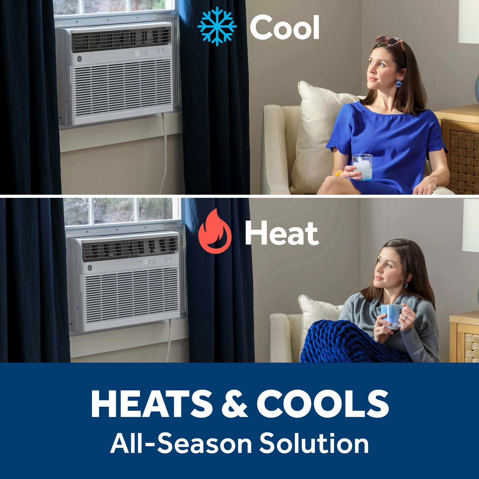 Ge Appliances AWGH18WWF Ge 18,000 Btu Smart Heat/Cool Electronic Window Air Conditioner For Extra-Large Rooms Up To 1000 Sq. Ft.