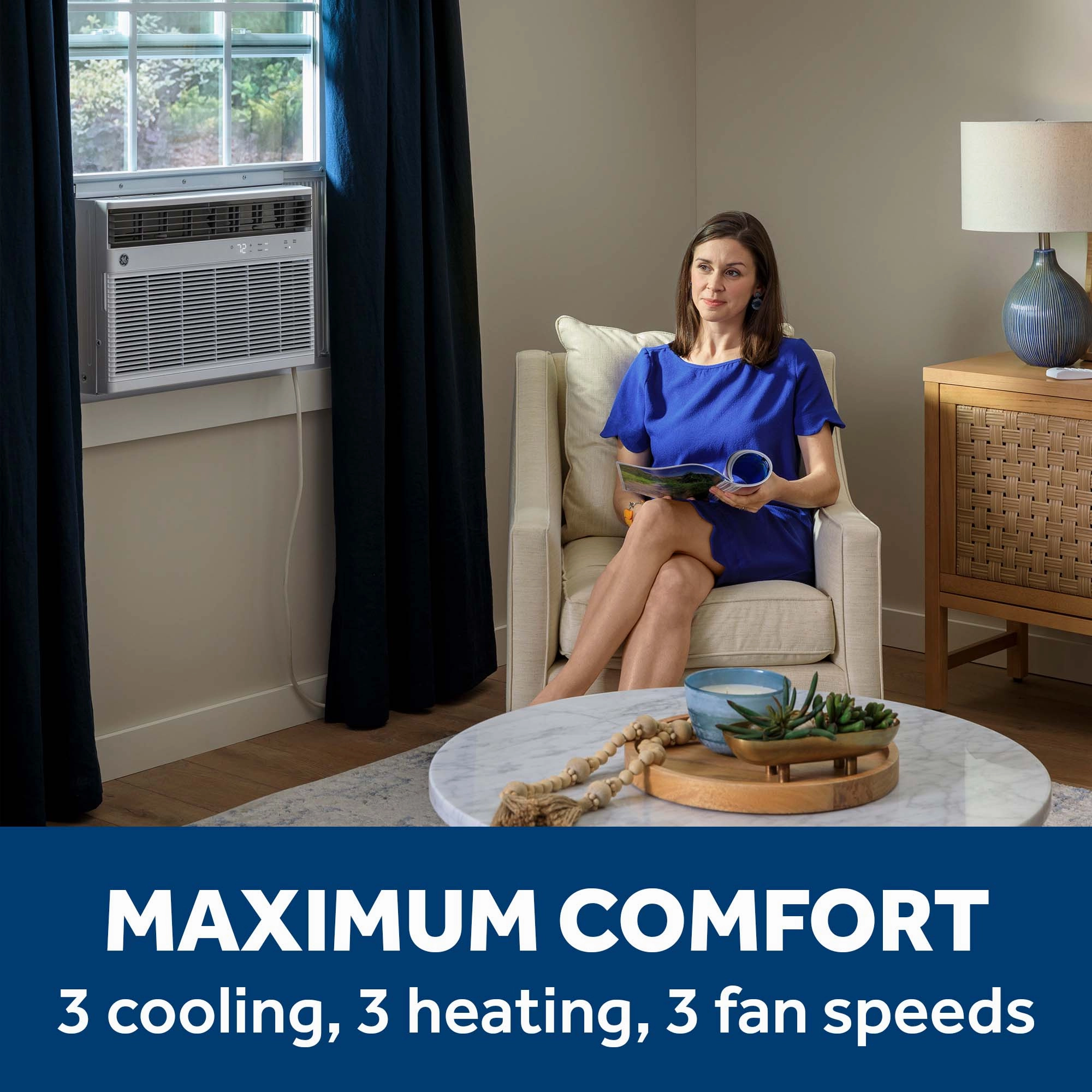 Ge Appliances AWGH24WWF Ge 24,000 Btu Smart Heat/Cool Electronic Window Air Conditioner For Extra-Large Rooms Up To 1,500 Sq. Ft.