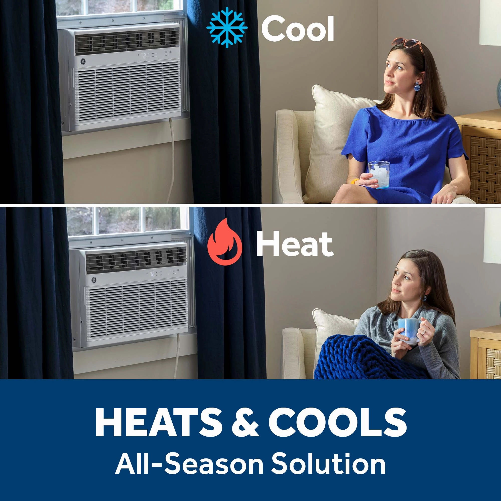 Ge Appliances AWGH24WWF Ge 24,000 Btu Smart Heat/Cool Electronic Window Air Conditioner For Extra-Large Rooms Up To 1,500 Sq. Ft.