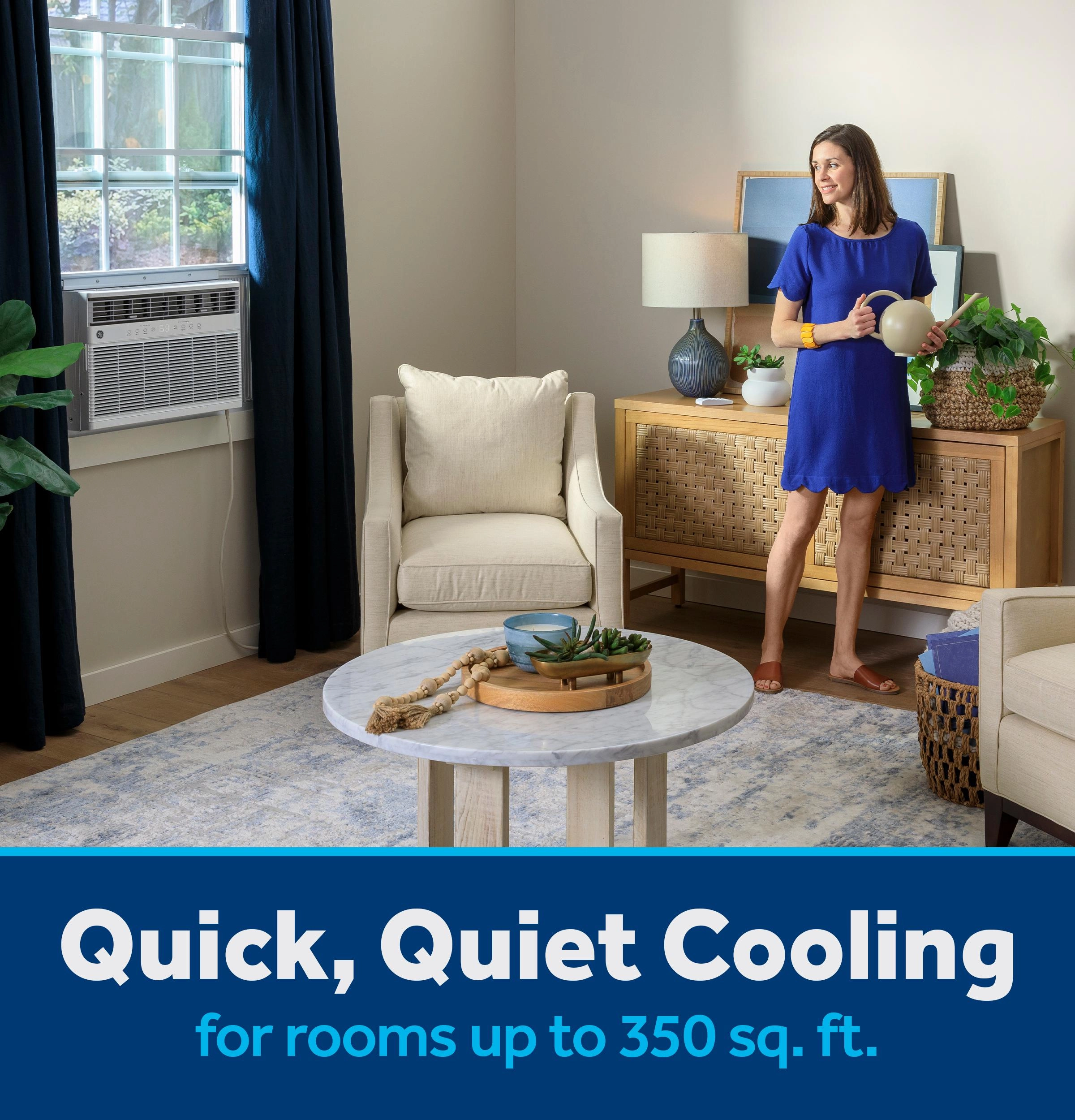 Ge Appliances AWGP08WWF Ge 8,000 Btu Smart Heat/Cool With Heat Pump Electronic Window Air Conditioner For Medium Rooms Up To 350 Sq. Ft.