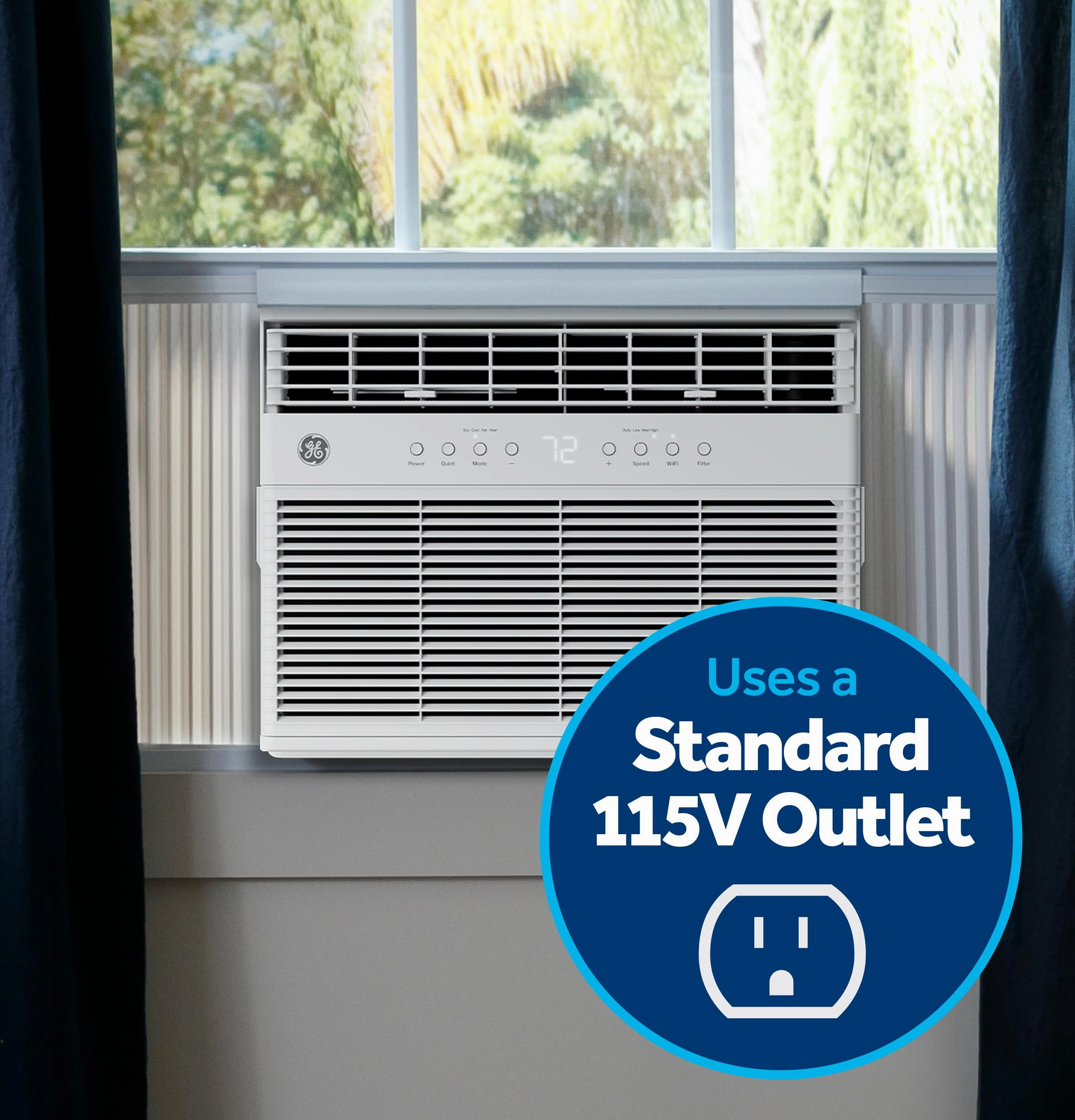 Ge Appliances AWGP08WWF Ge 8,000 Btu Smart Heat/Cool With Heat Pump Electronic Window Air Conditioner For Medium Rooms Up To 350 Sq. Ft.