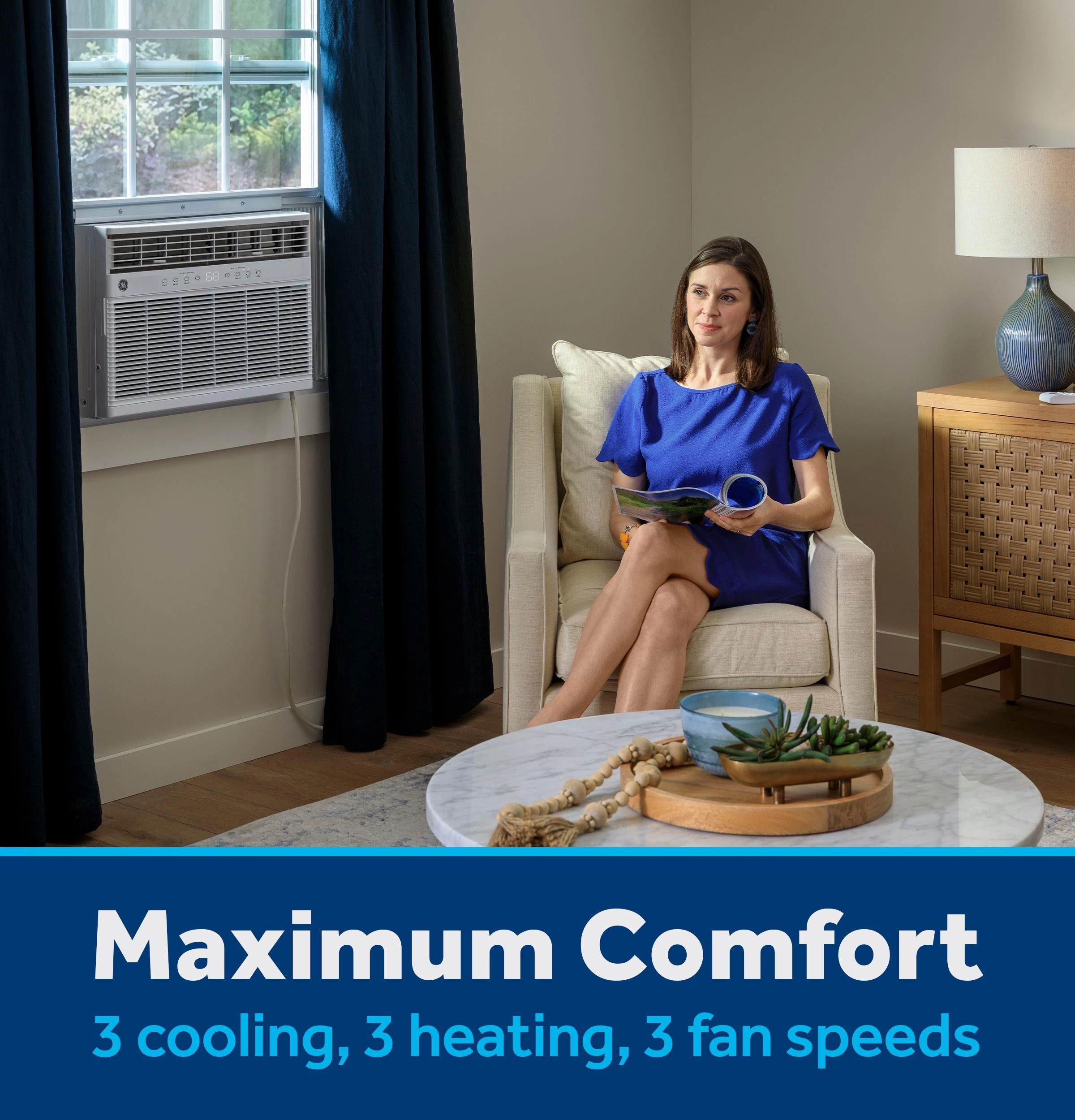 Ge Appliances AWGP12WWF Ge 11,000 Btu Smart Heat/Cool With Heat Pump Electronic Window Air Conditioner For Large Rooms Up To 550 Sq. Ft.