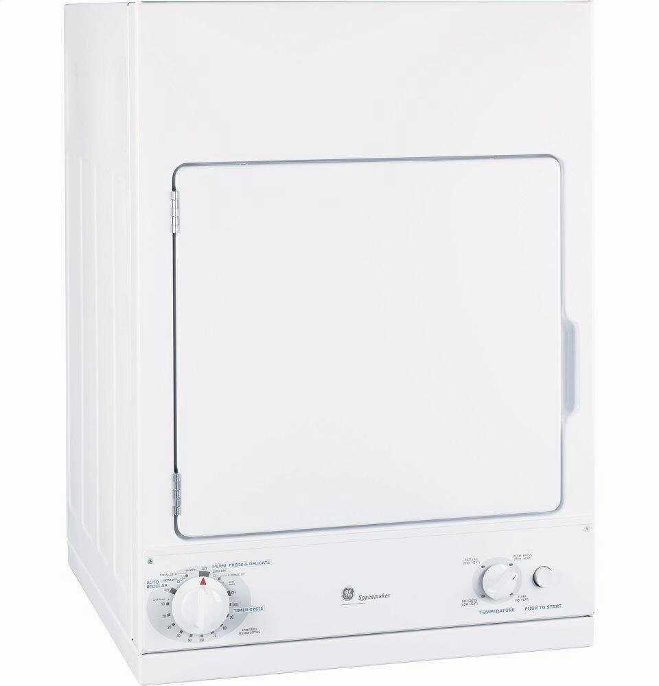 Ge Appliances DSKS433EBWW Ge Spacemaker 240V 3.6 Cu. Ft. Capacity Stationary Electric Dryer