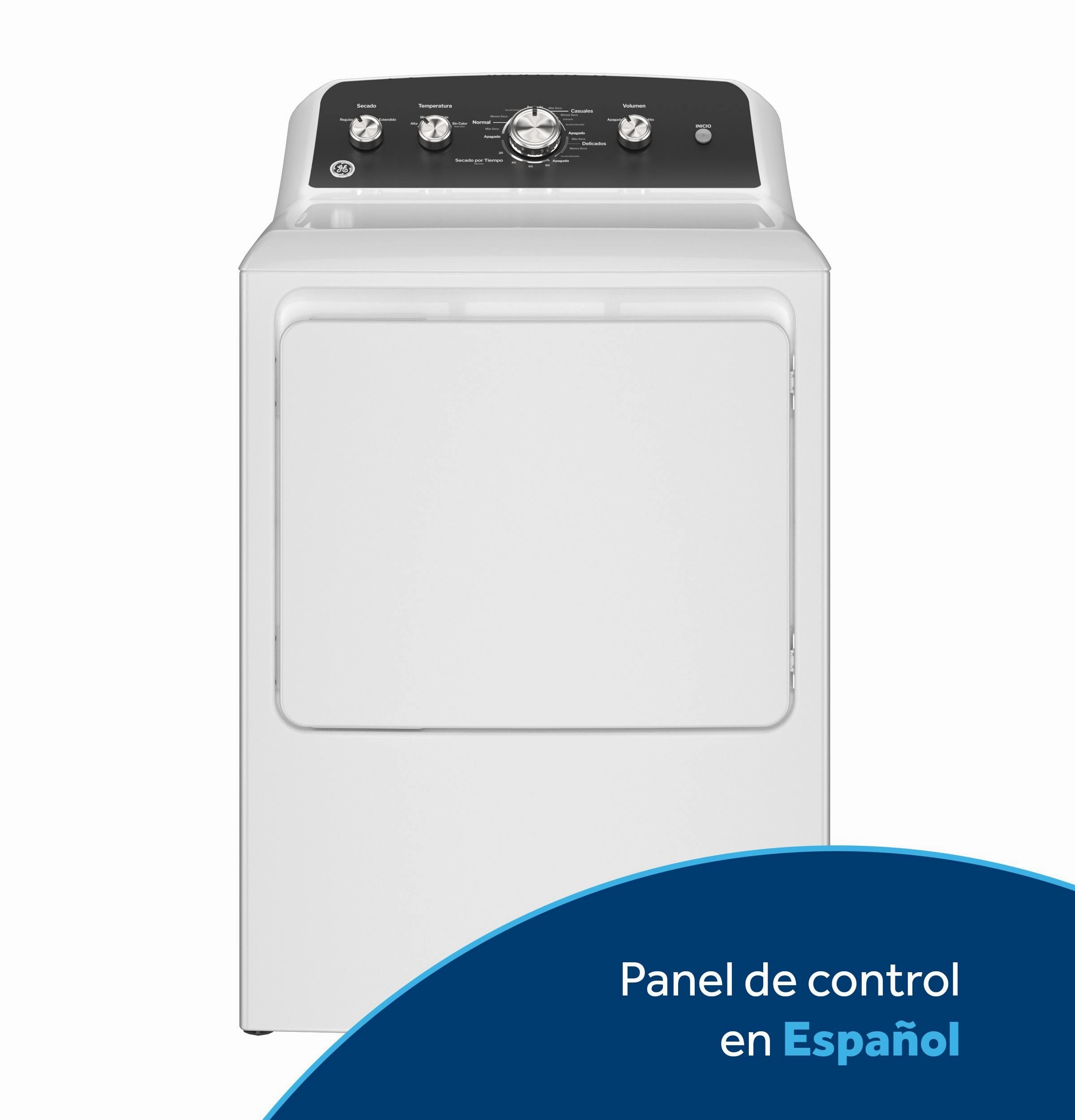Ge Appliances ETD48EASWWB Ge 7.2 Cu. Ft. Capacity&#X00A0;Electric&#X00A0;Dryer&#X00A0;With Spanish Panel And Up To 120 Ft. Venting&#X200B;