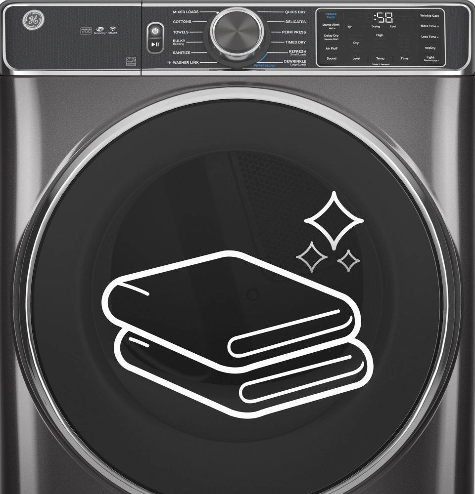 Ge Appliances GFD55ESSNWW Ge 7.8 Cu. Ft. Capacity Smart Front Load Electric Dryer With Sanitize Cycle