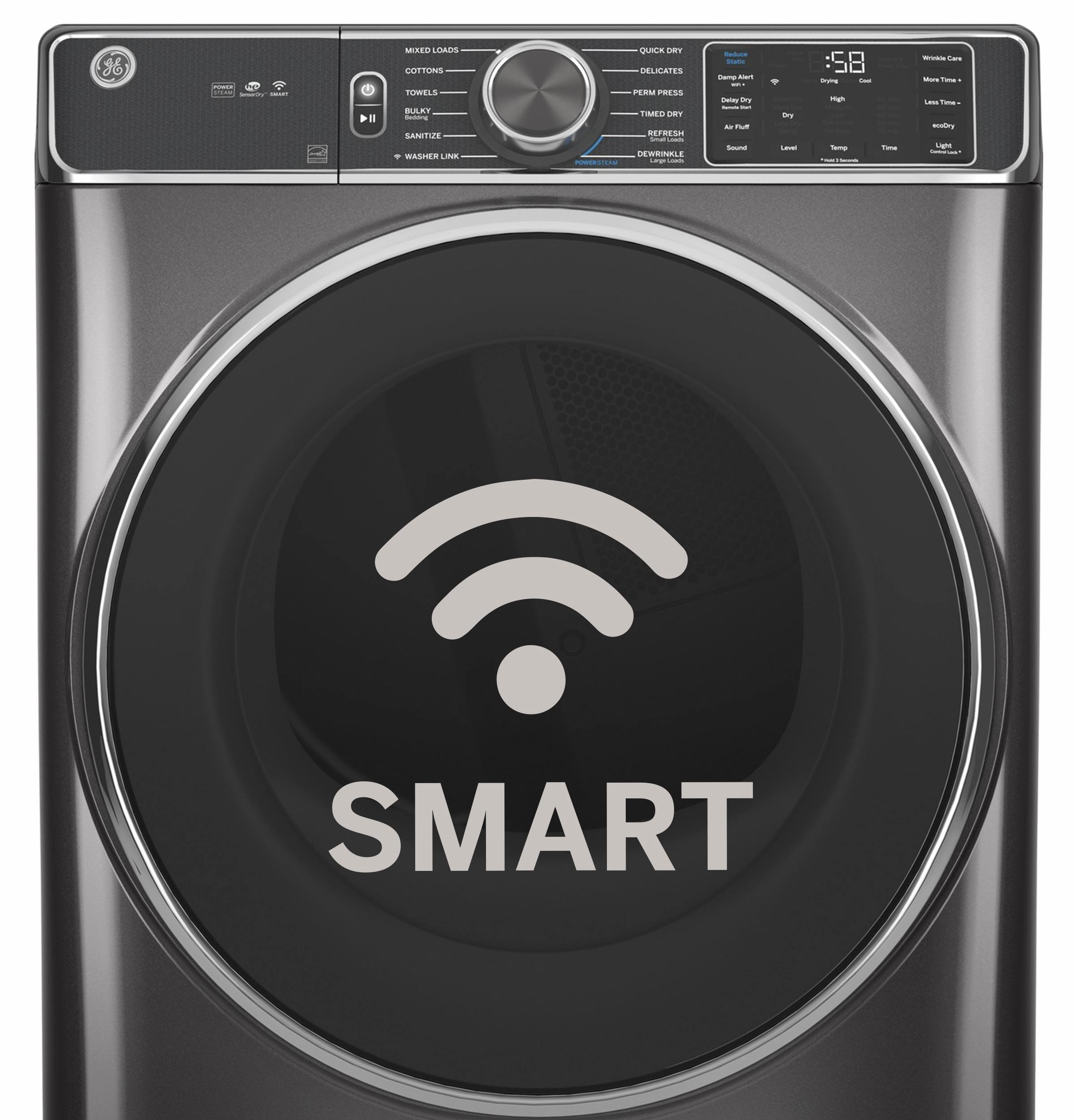 Ge Appliances GFD65ESPVDS Ge 7.8 Cu. Ft. Capacity Smart Front Load Electric Dryer With Steam And Sanitize Cycle