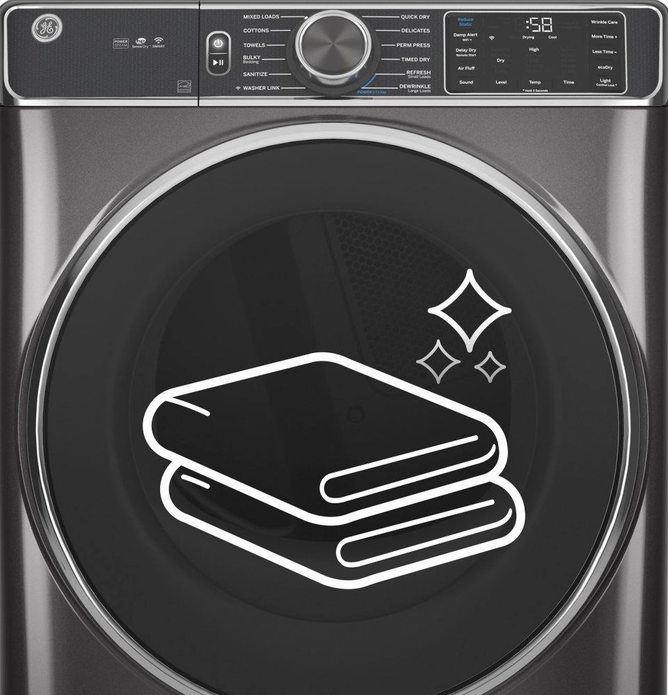 Ge Appliances GFD65ESSNWW Ge 7.8 Cu. Ft. Capacity Smart Front Load Electric Dryer With Steam And Sanitize Cycle