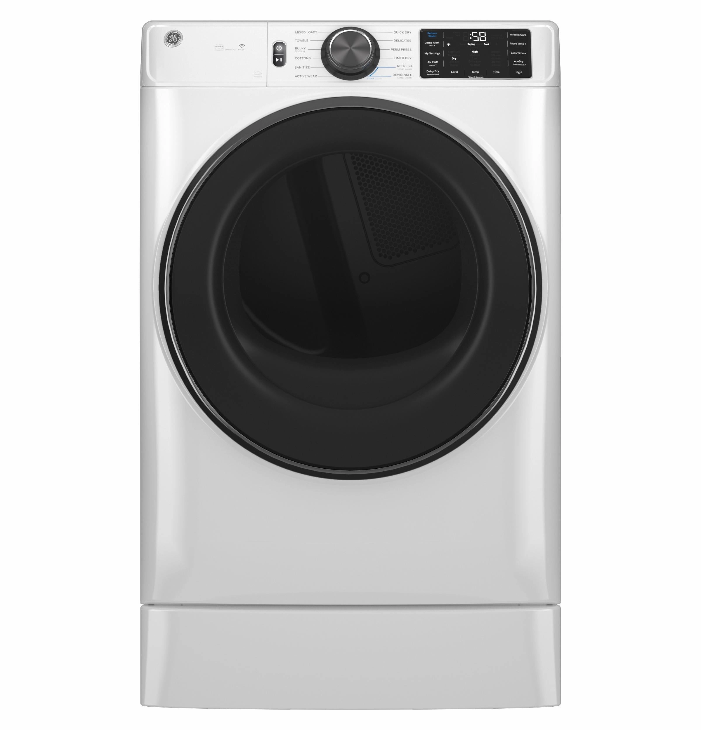 Ge Appliances GFD65ESSVWW Ge 7.8 Cu. Ft. Capacity Smart Front Load Electric Dryer With Steam And Sanitize Cycle