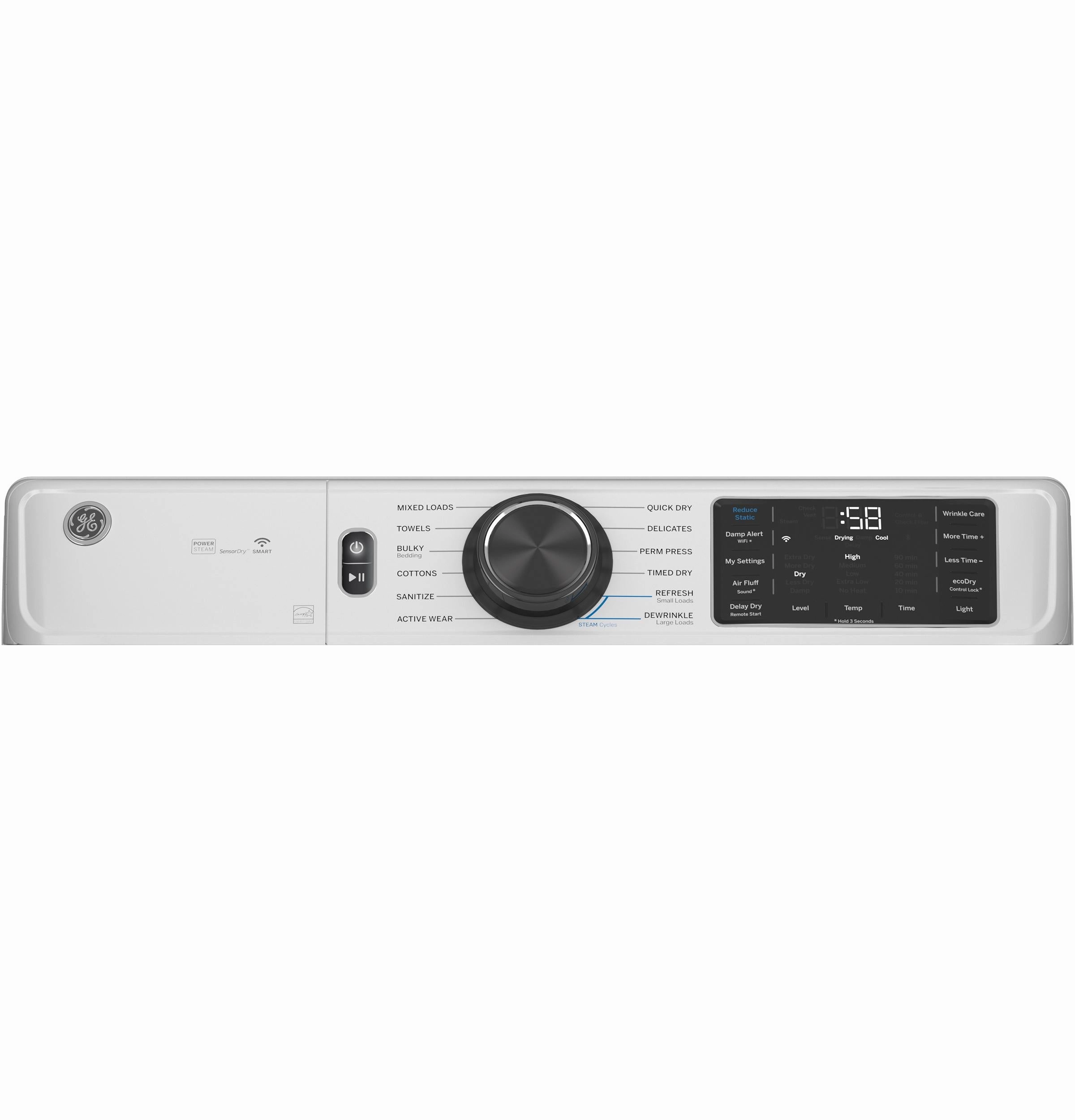 Ge Appliances GFD65ESSVWW Ge 7.8 Cu. Ft. Capacity Smart Front Load Electric Dryer With Steam And Sanitize Cycle