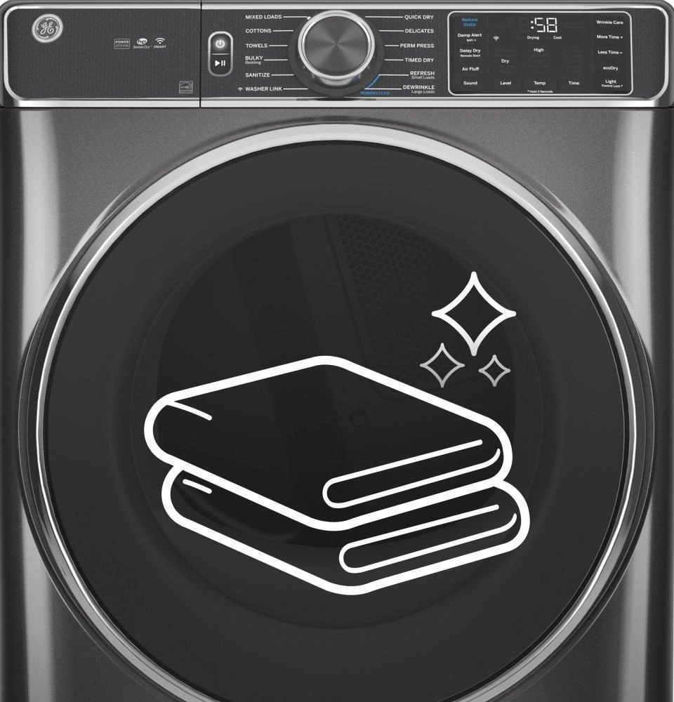 Ge Appliances GFD85ESPNRS Ge 7.8 Cu. Ft. Capacity Smart Front Load Electric Dryer With Steam And Sanitize Cycle