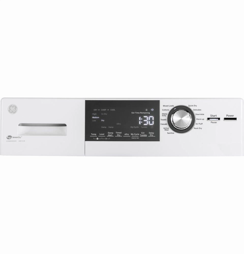 Ge Appliances GFT14ESSMWW Ge 24" 4.1 Cu.Ft. Front Load Ventless Condenser Electric Dryer With Stainless Steel Basket