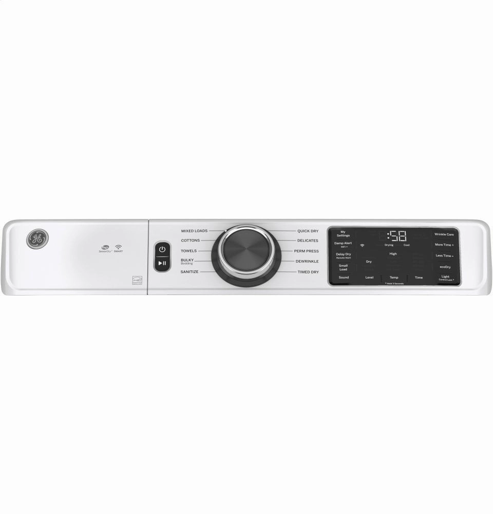Ge Appliances GFV55ESSNWW Ge Long Vent 7.8 Cu. Ft. Capacity Smart Electric Dryer With Sanitize Cycle