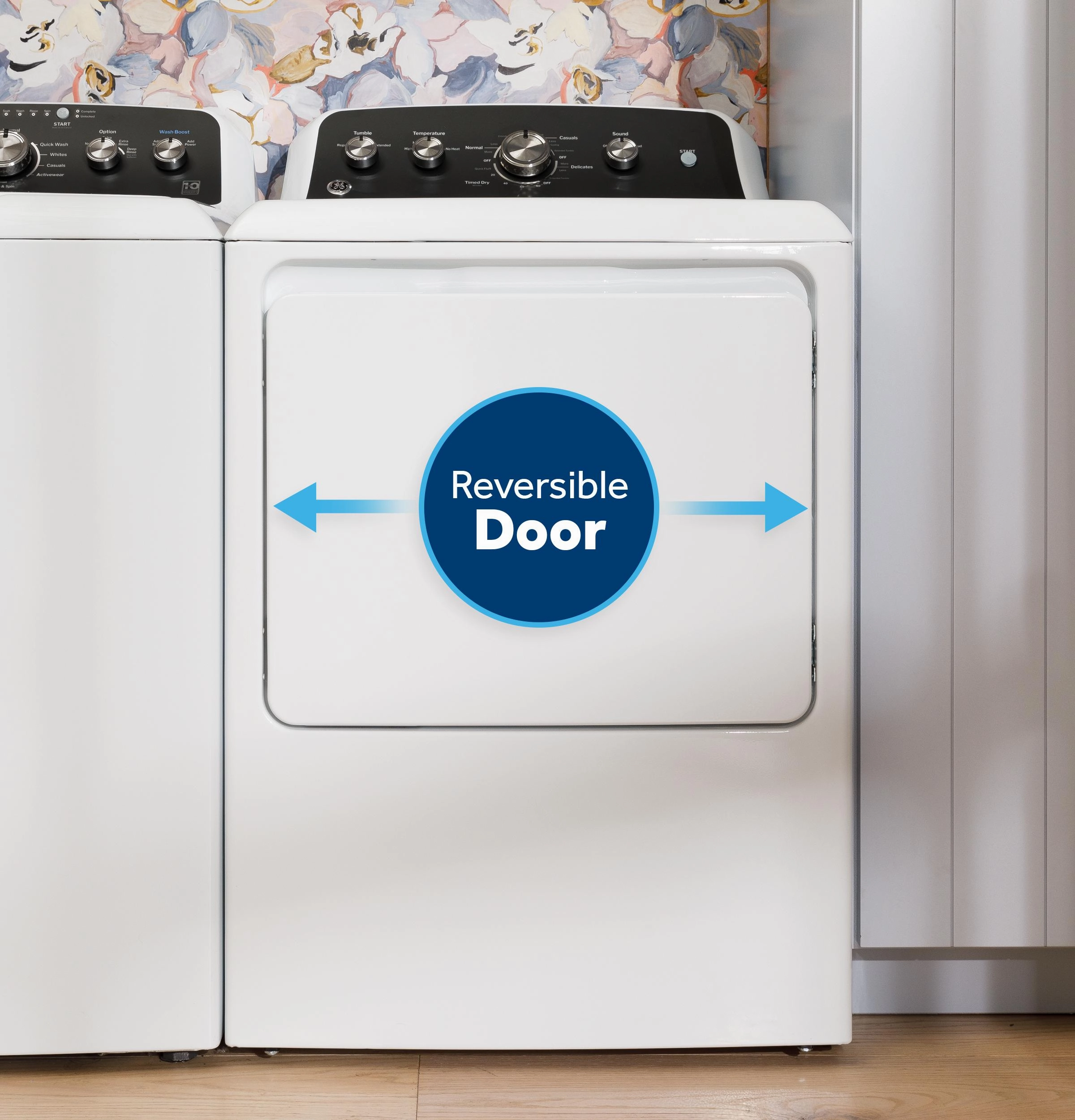 Ge Appliances GTD38EASWWS Ge 7.2 Cu. Ft. Capacity Electric Dryer With Up To 120 Ft. Venting&#X200B; And Reversible Door&#X200B;