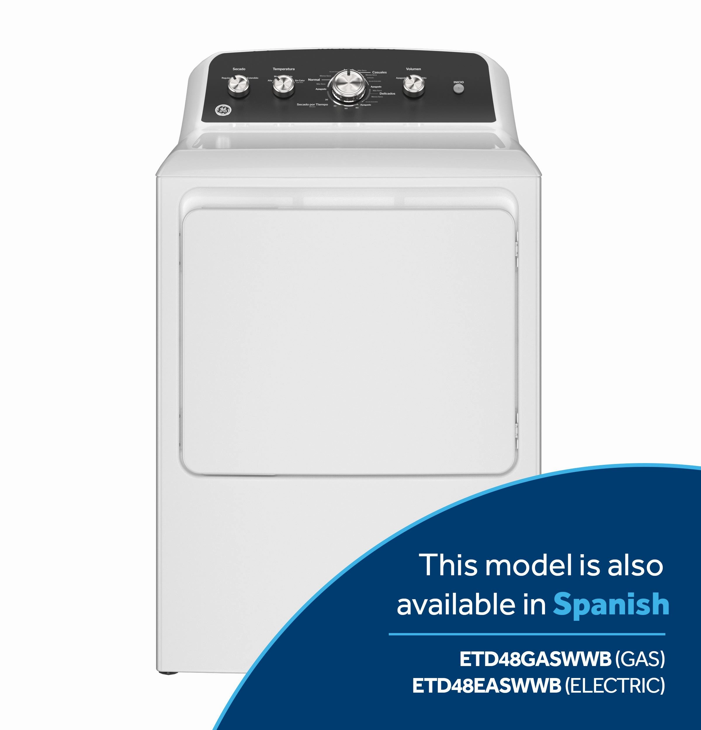 Ge Appliances GTD48EASWWB Ge 7.2 Cu. Ft. Capacity Electric&#X00A0;Dryer With Up To 120 Ft. Venting&#X00A0;And&#X00A0;Extended Tumble