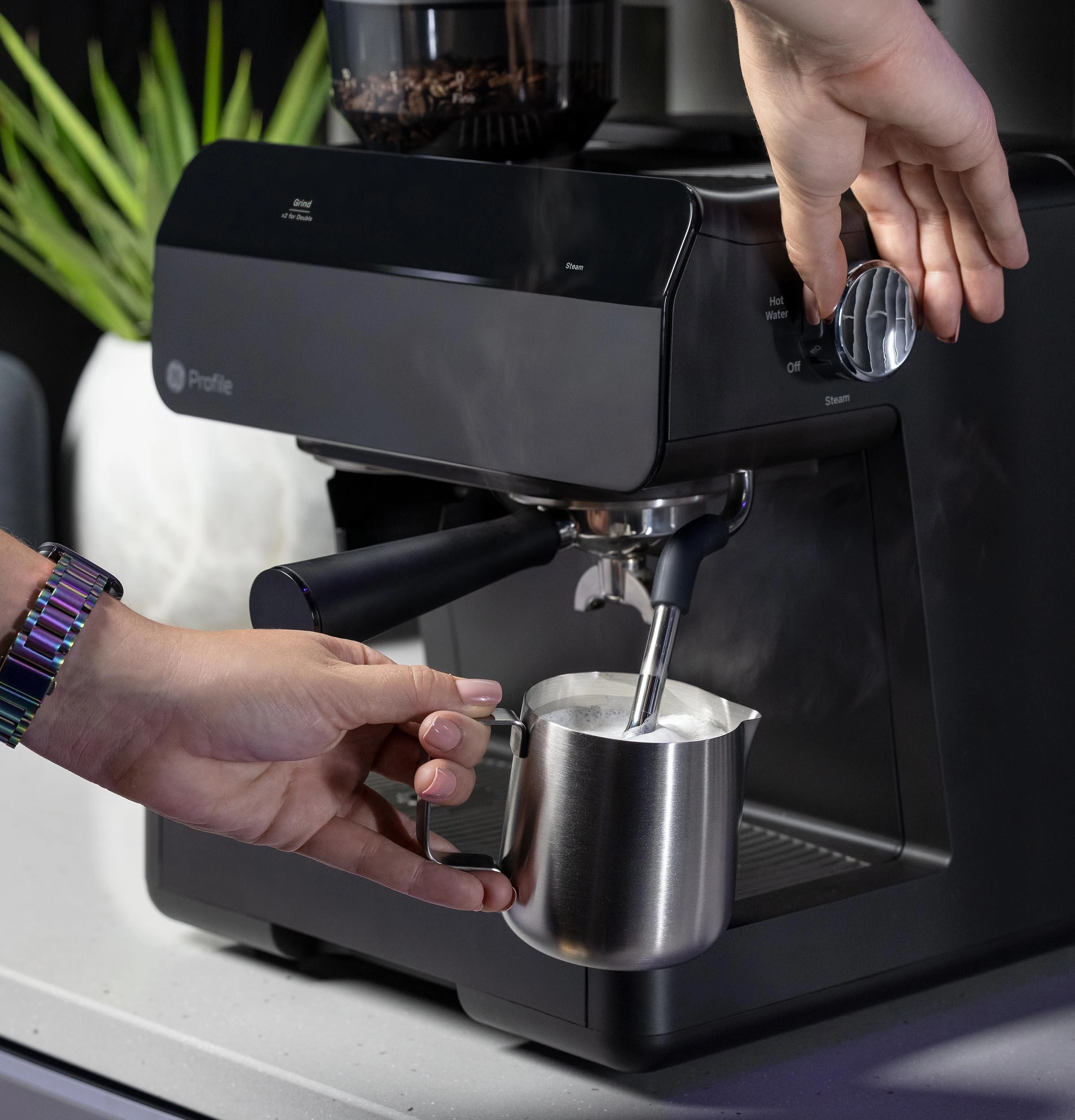 Ge Appliances P7CESAS6RBB Ge Profile&#8482; Semi Automatic Espresso Machine   Frother
