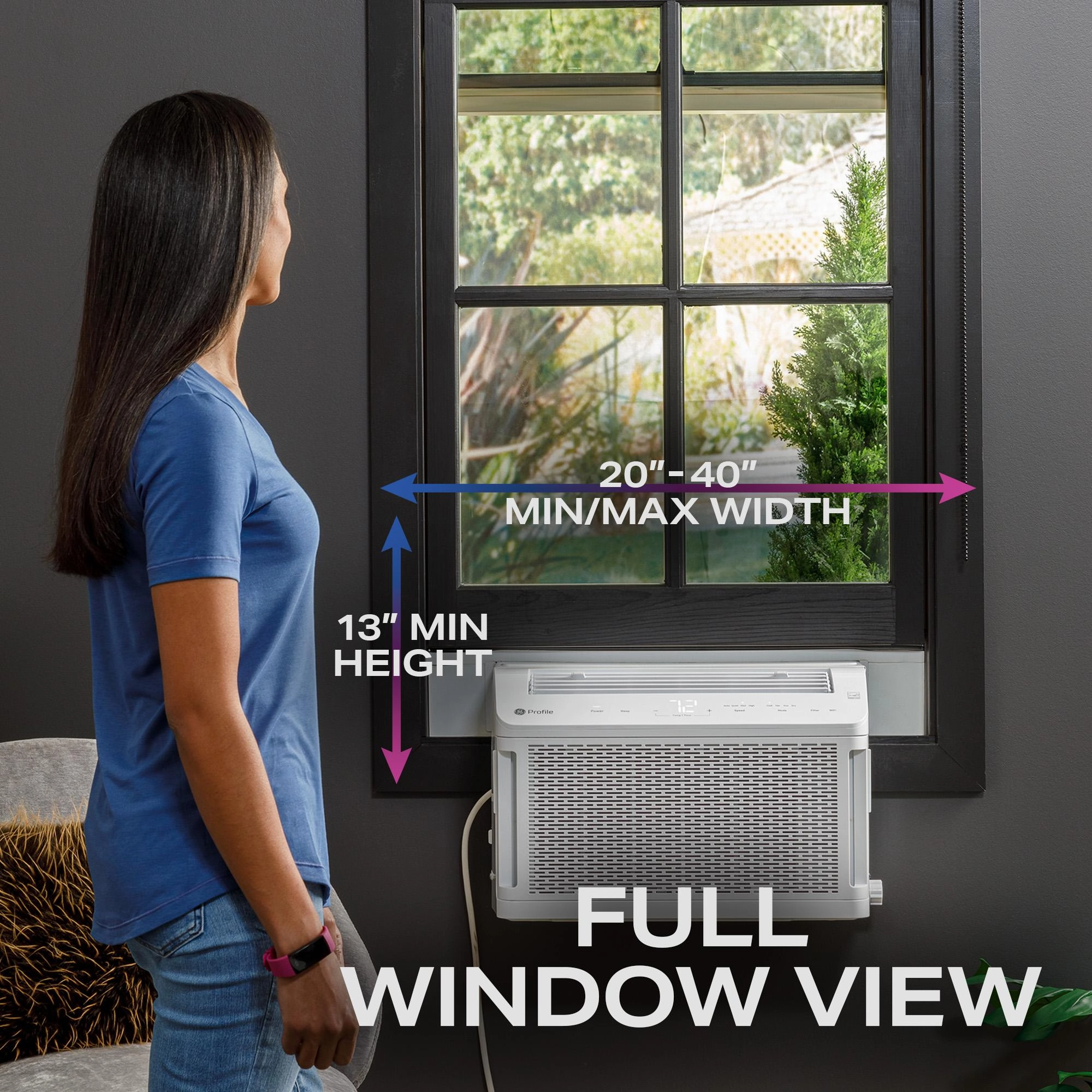 Ge Appliances PHNT10CC Ge Profile Clearview&#8482; 10,300 Btu Inverter Smart Ultra Quiet Window Air Conditioner For Medium Rooms Up To 450 Sq. Ft.
