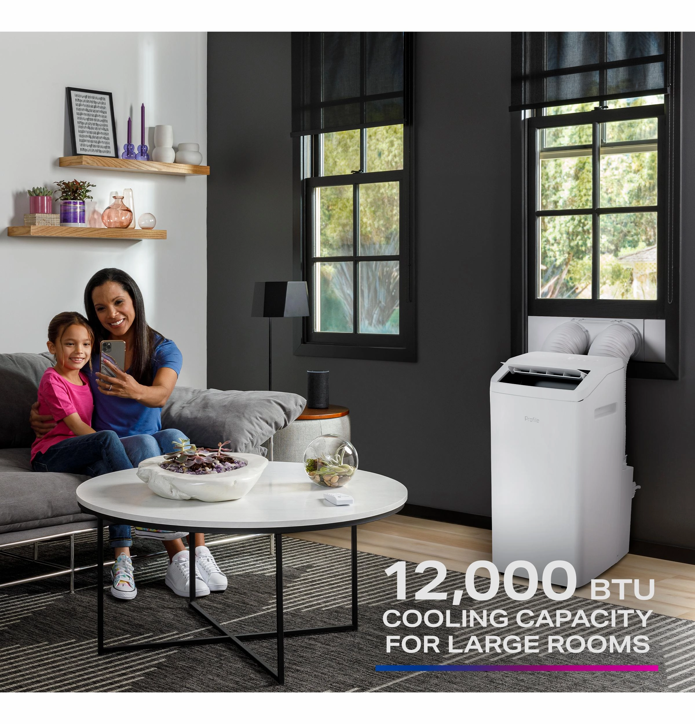 Ge Appliances PPHH12WWF Ge Profile 12,000 Btu Dual-Hose, Inverter Heat/Cool Portable Air Conditioner With Dehumidifier And Remote, White