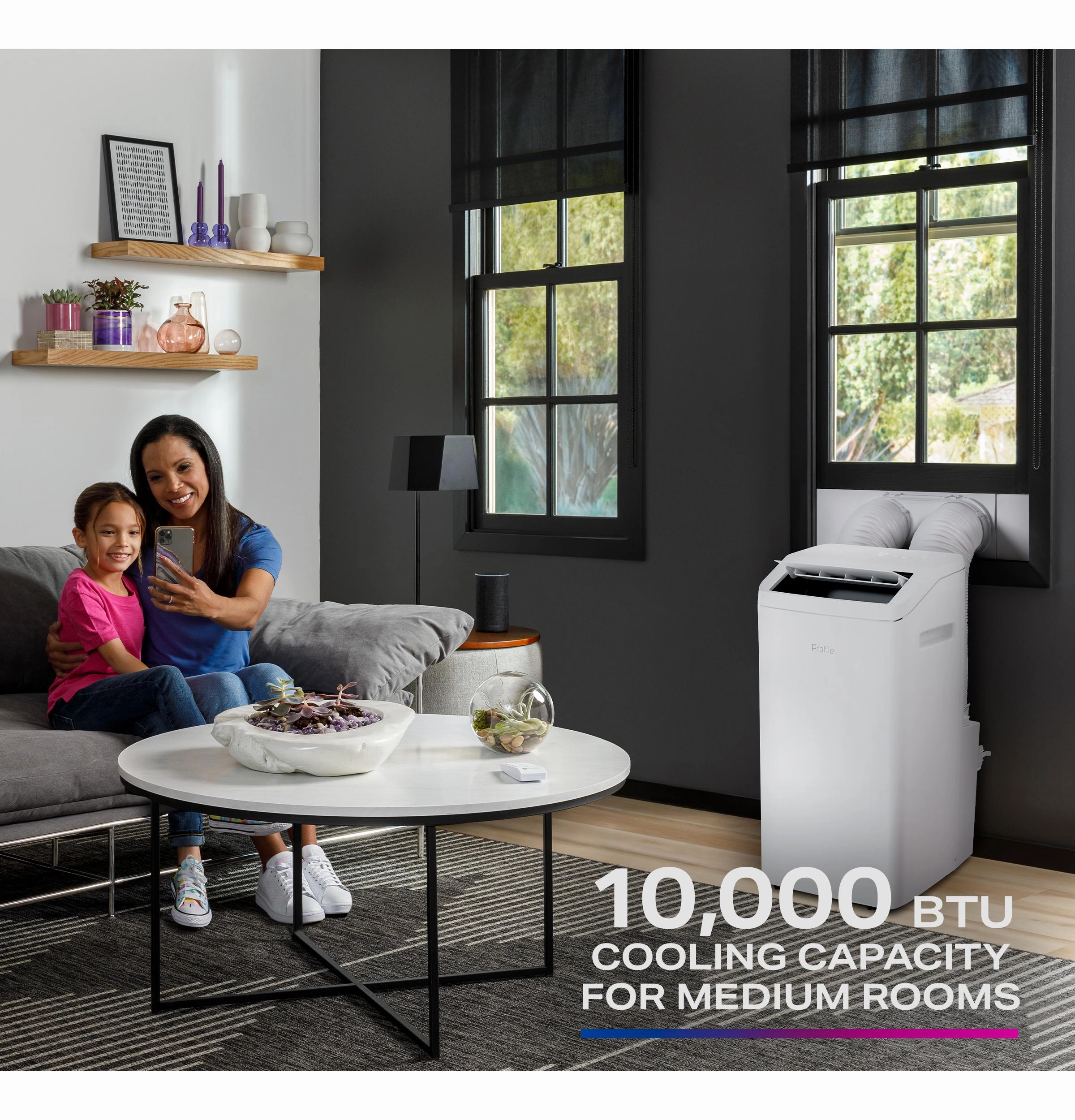 Ge Appliances PPHV10WWF Ge Profile 10,000 Btu Dual-Hose, Inverter Portable Air Conditioner With Dehumidifier And Remote, White